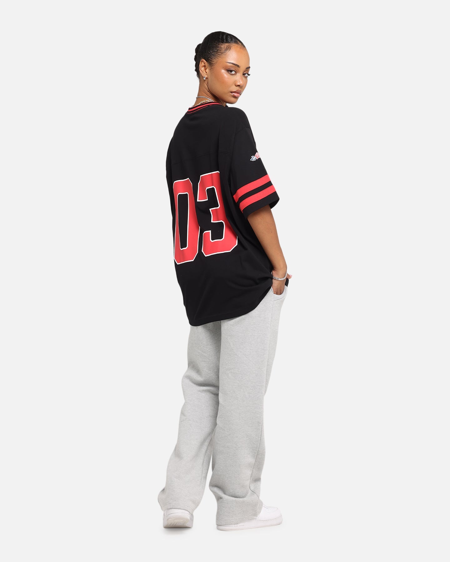 Carre Rose Football T-Shirt Black/Red Style001