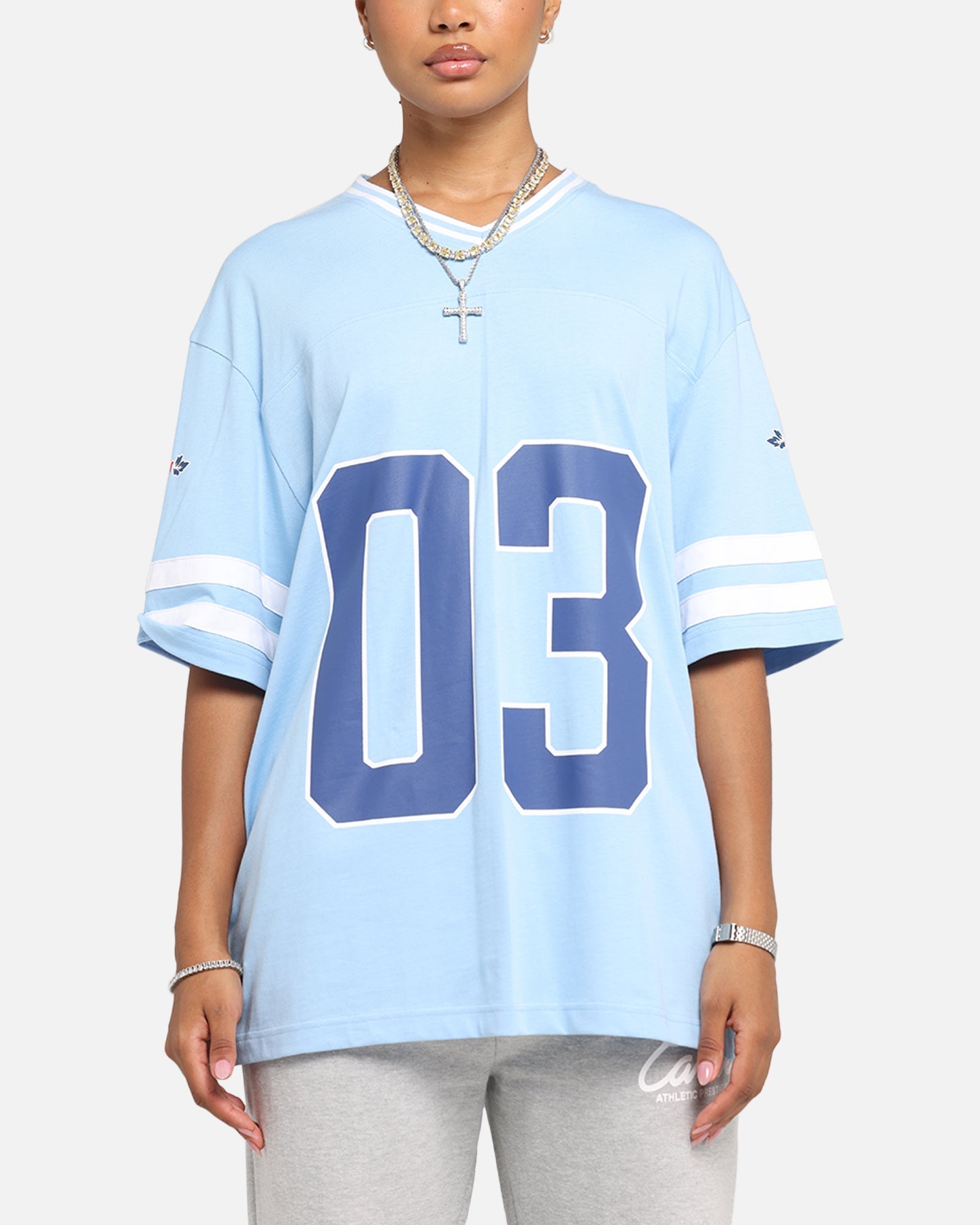 Carre Rose Football T-Shirt Light Blue Style001