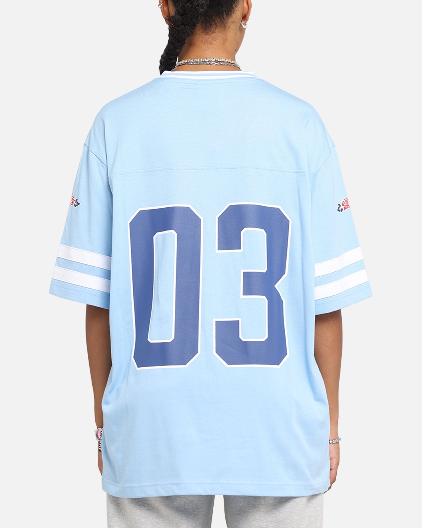 Carre Rose Football T-Shirt Light Blue Style001