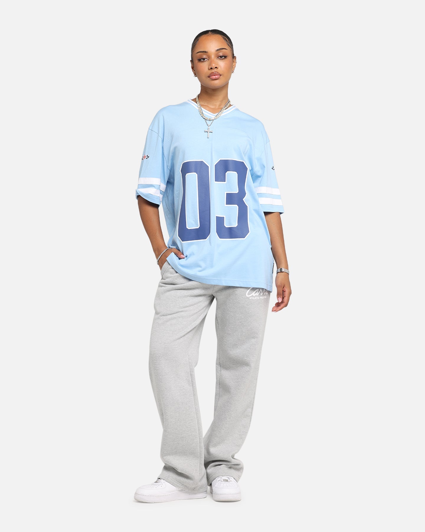 Carre Rose Football T-Shirt Light Blue Style001