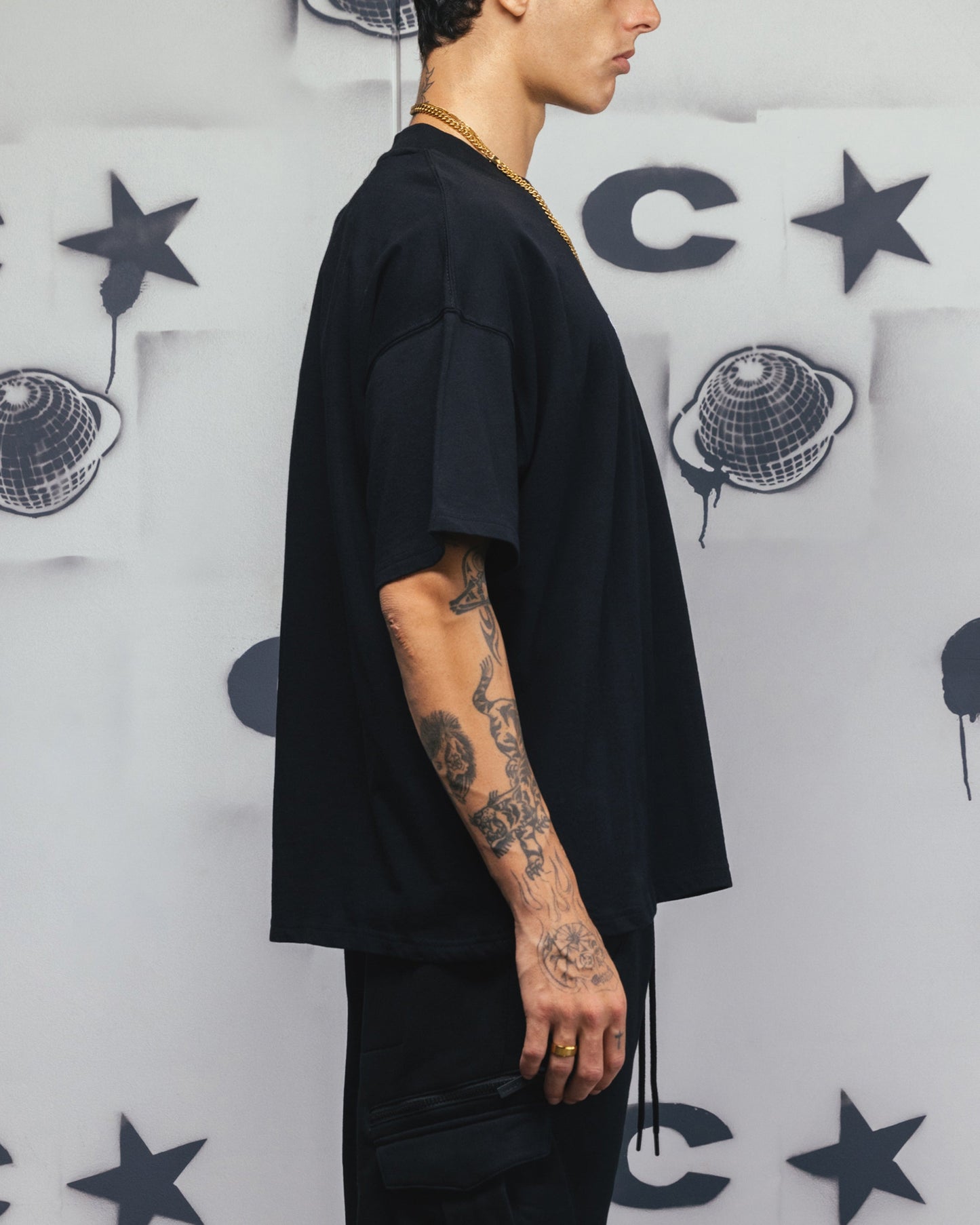 Carre Embroidered Graffiti T-Shirt Black