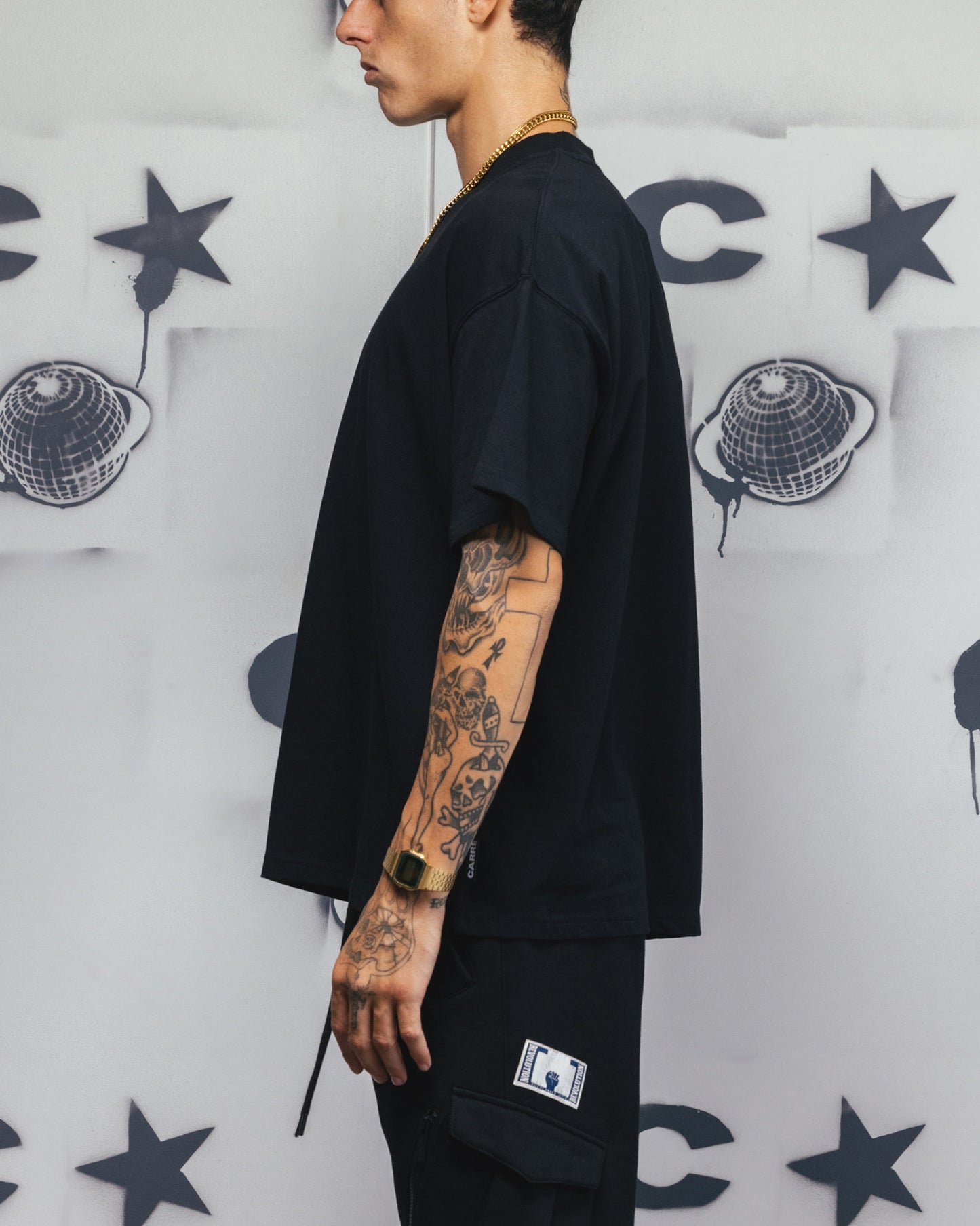 Carre Embroidered Graffiti T-Shirt Black