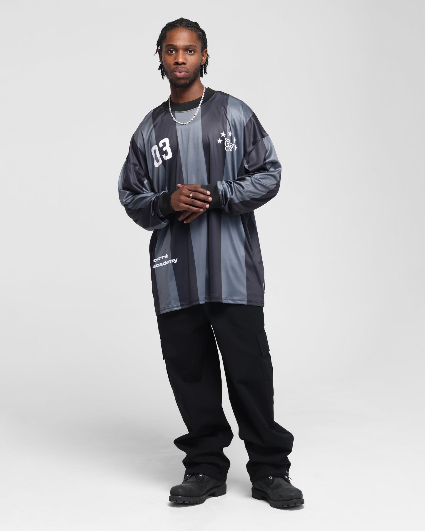 Carre Academy Oversized Long Sleeve T-Shirt Black/Grey