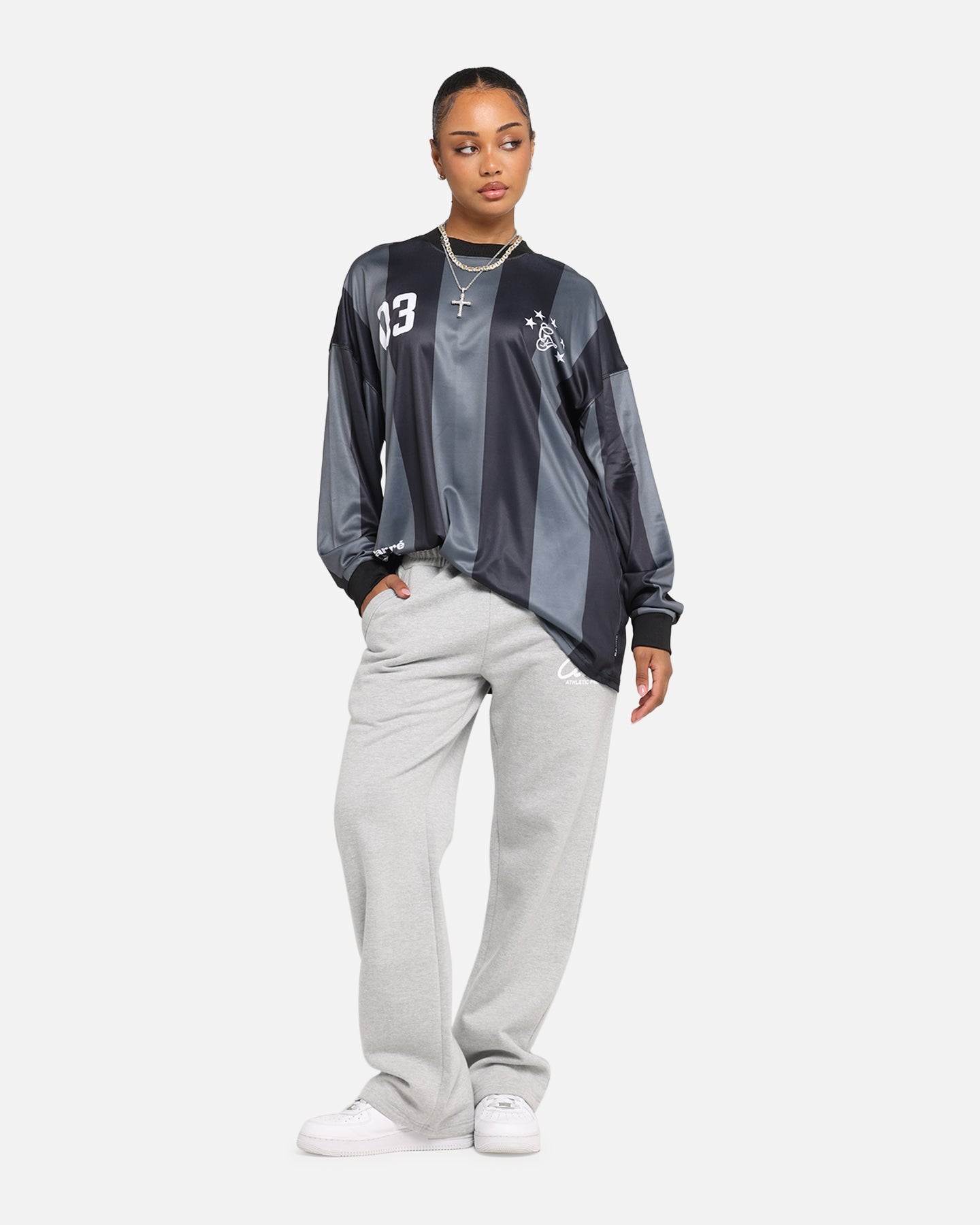Carre Academy Oversized Long Sleeve T-Shirt Black/Grey Style001