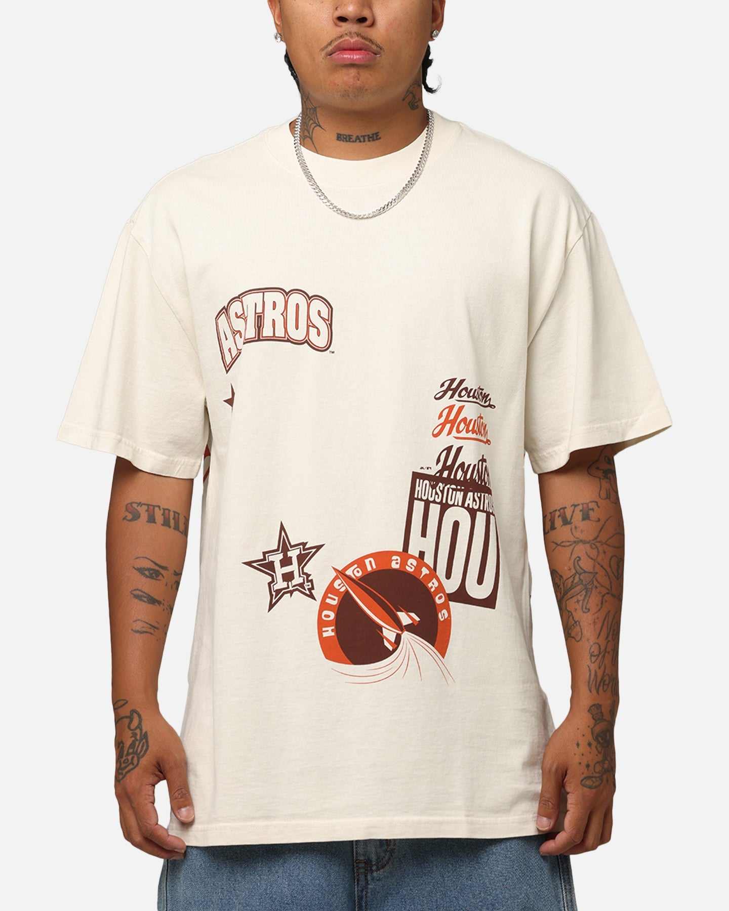 Majestic Athletic Houston Astros Patchwork T-Shirt Ecru Style001