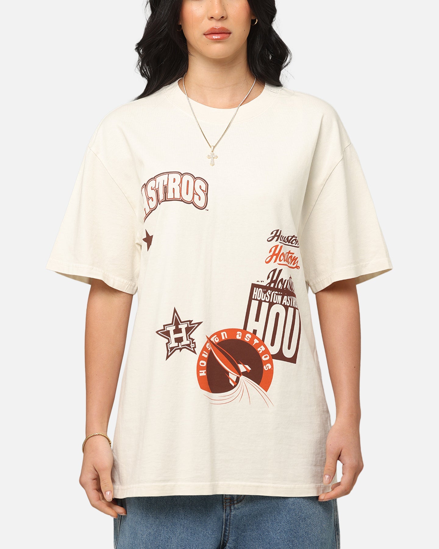Majestic Athletic Houston Astros Patchwork T-Shirt Ecru Style002
