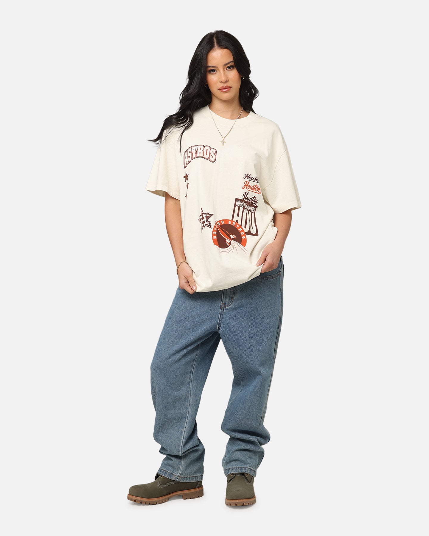 Majestic Athletic Houston Astros Patchwork T-Shirt Ecru Style002