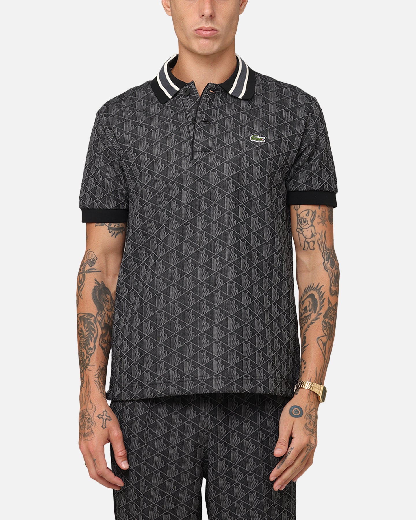 Lacoste Core Originals Monogram Polo Shirt Black/Graphite