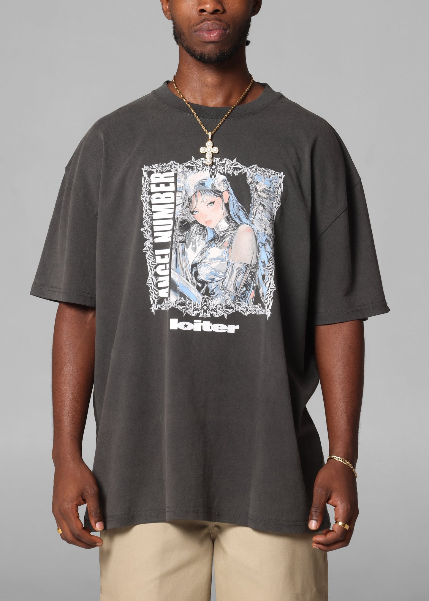 Loiter Angel Number T-Shirt Black Wash
