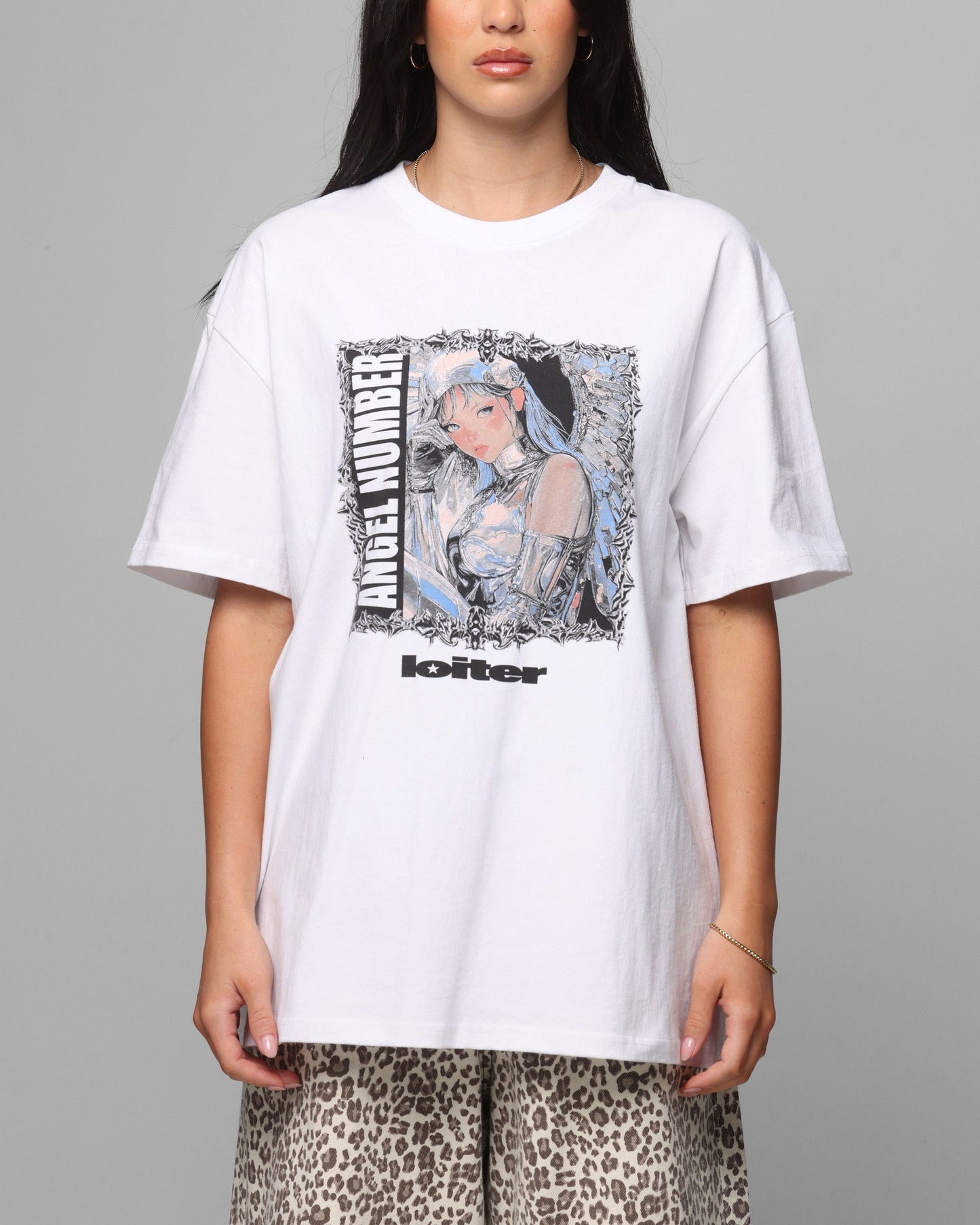 Loiter Angel Number T-Shirt White Style001