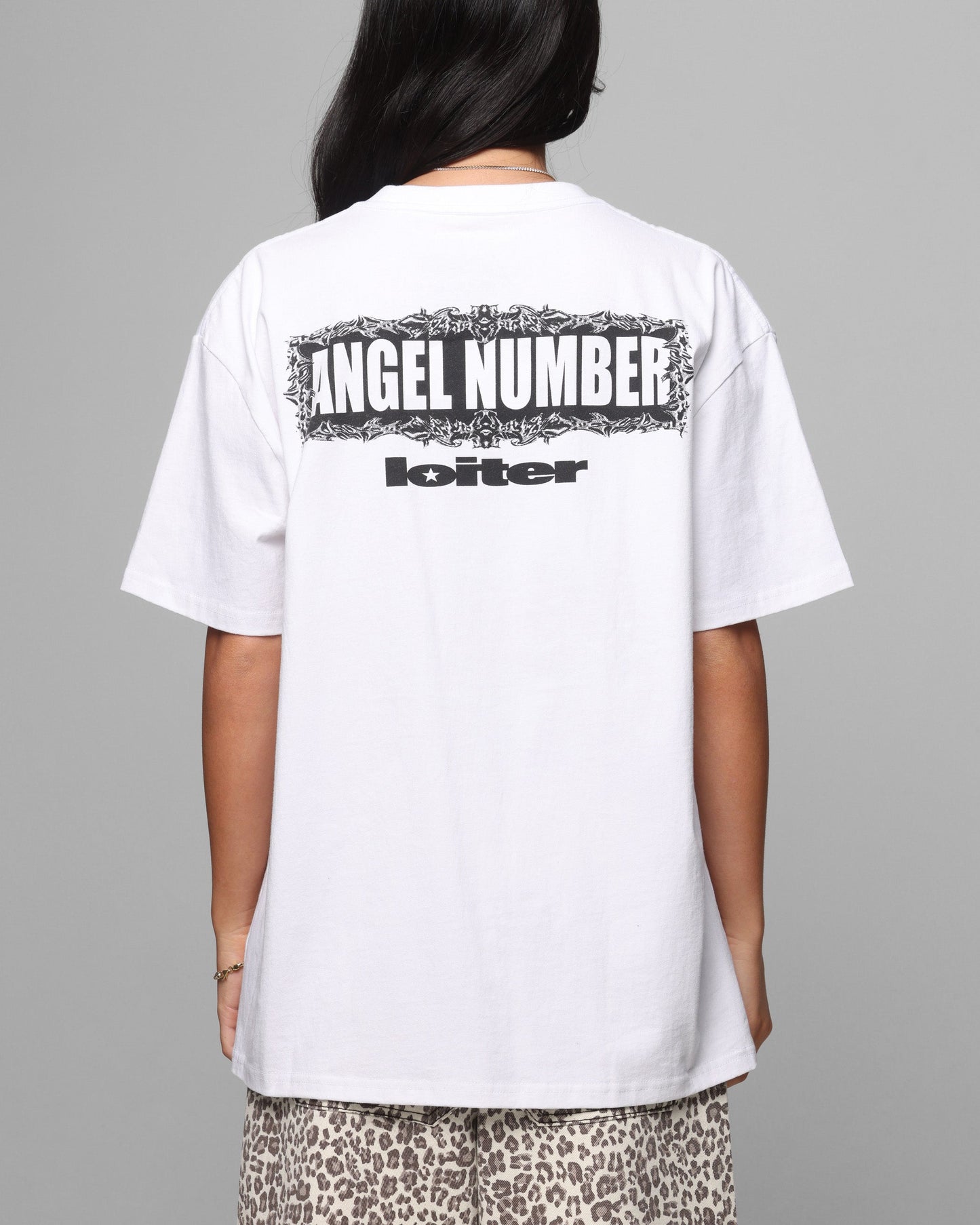 Loiter Angel Number T-Shirt White Style001