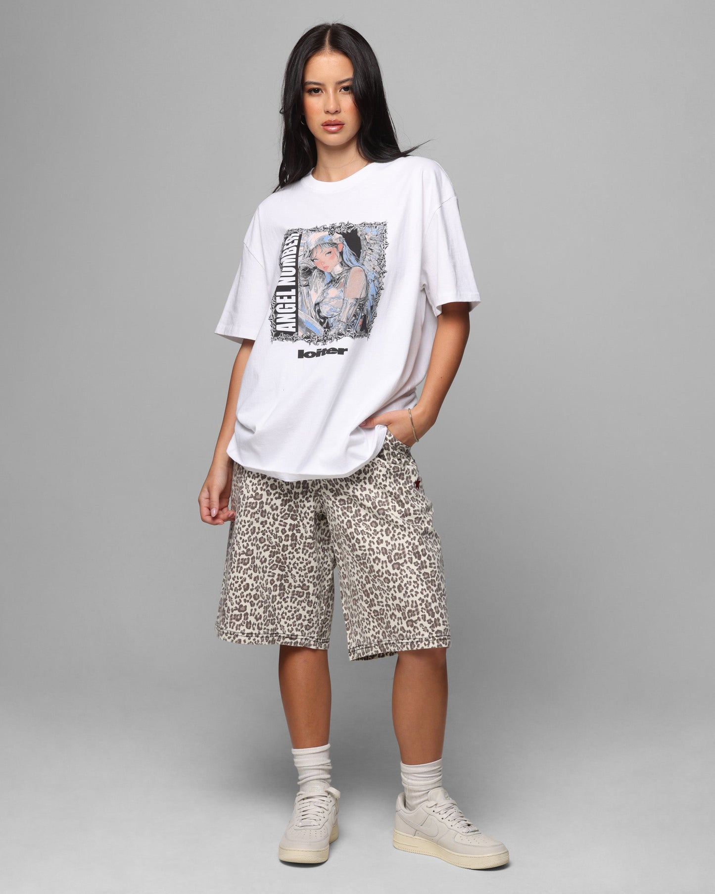 Loiter Angel Number T-Shirt White Style001