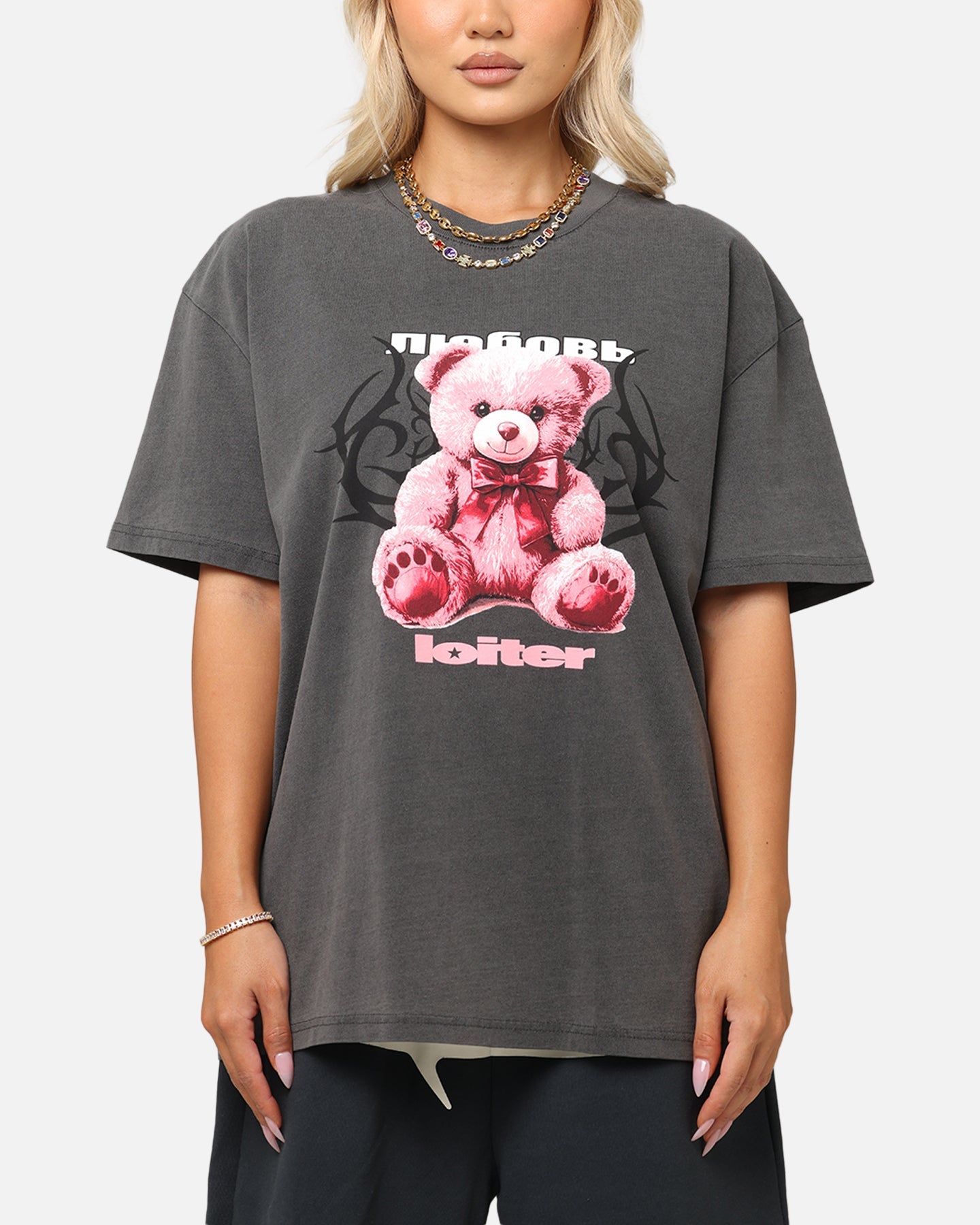 Loiter Care T-Shirt Black Wash Style001
