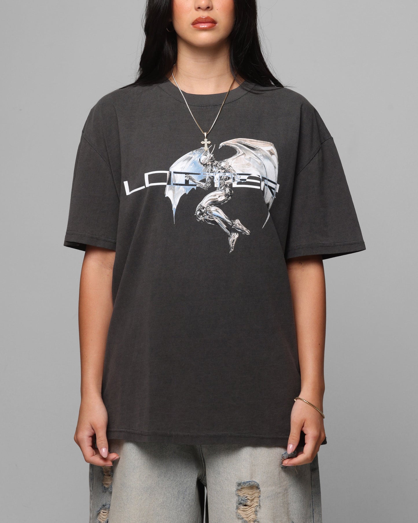 Loiter Chrome Deceiver T-Shirt Black Wash Style001