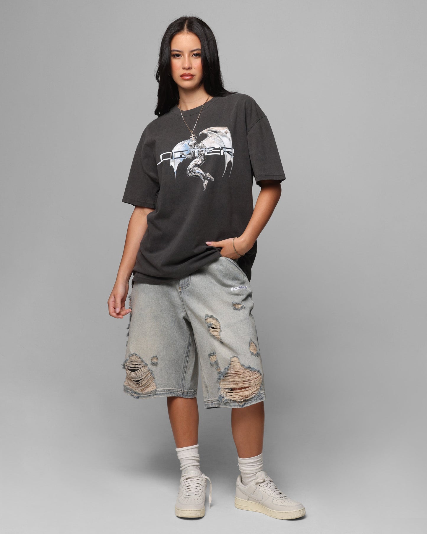 Loiter Chrome Deceiver T-Shirt Black Wash Style001