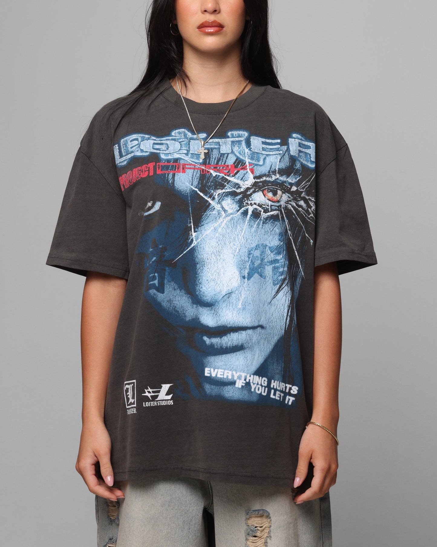 Loiter Project Dark Vintage T-Shirt Black Wash Style001