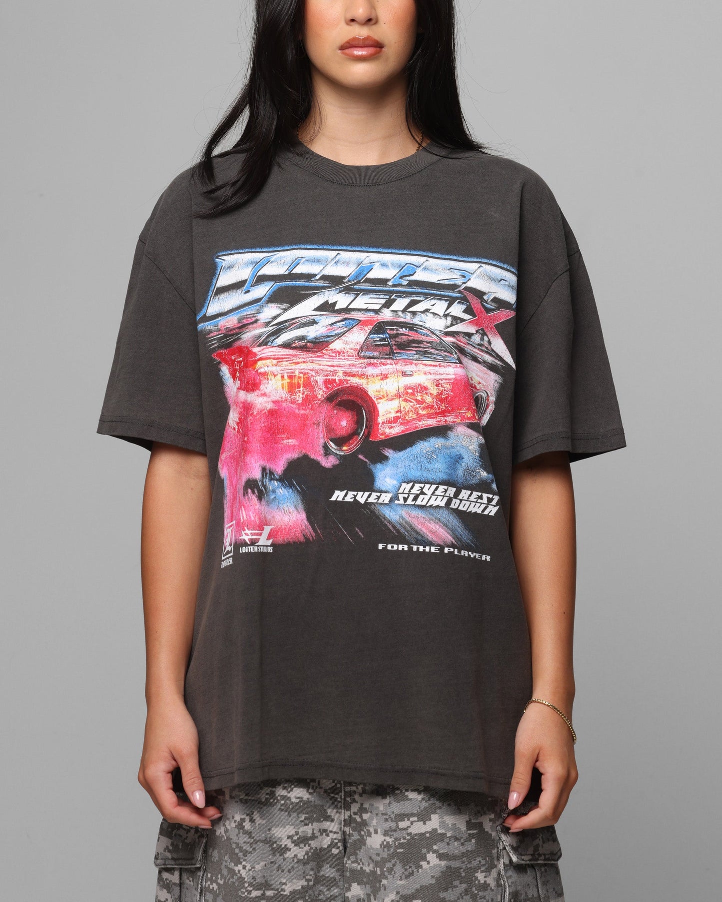 Loiter Speed Vintage T-Shirt Black Wash Style001