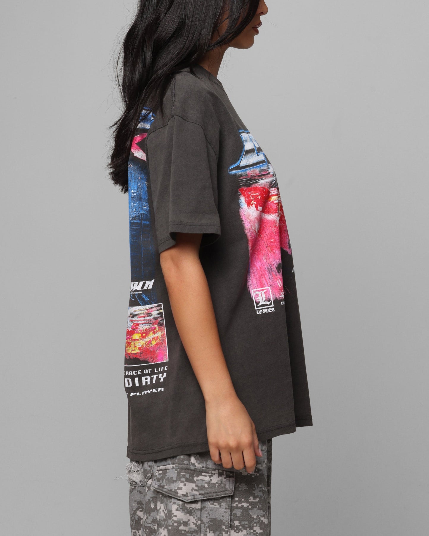Loiter Speed Vintage T-Shirt Black Wash Style001