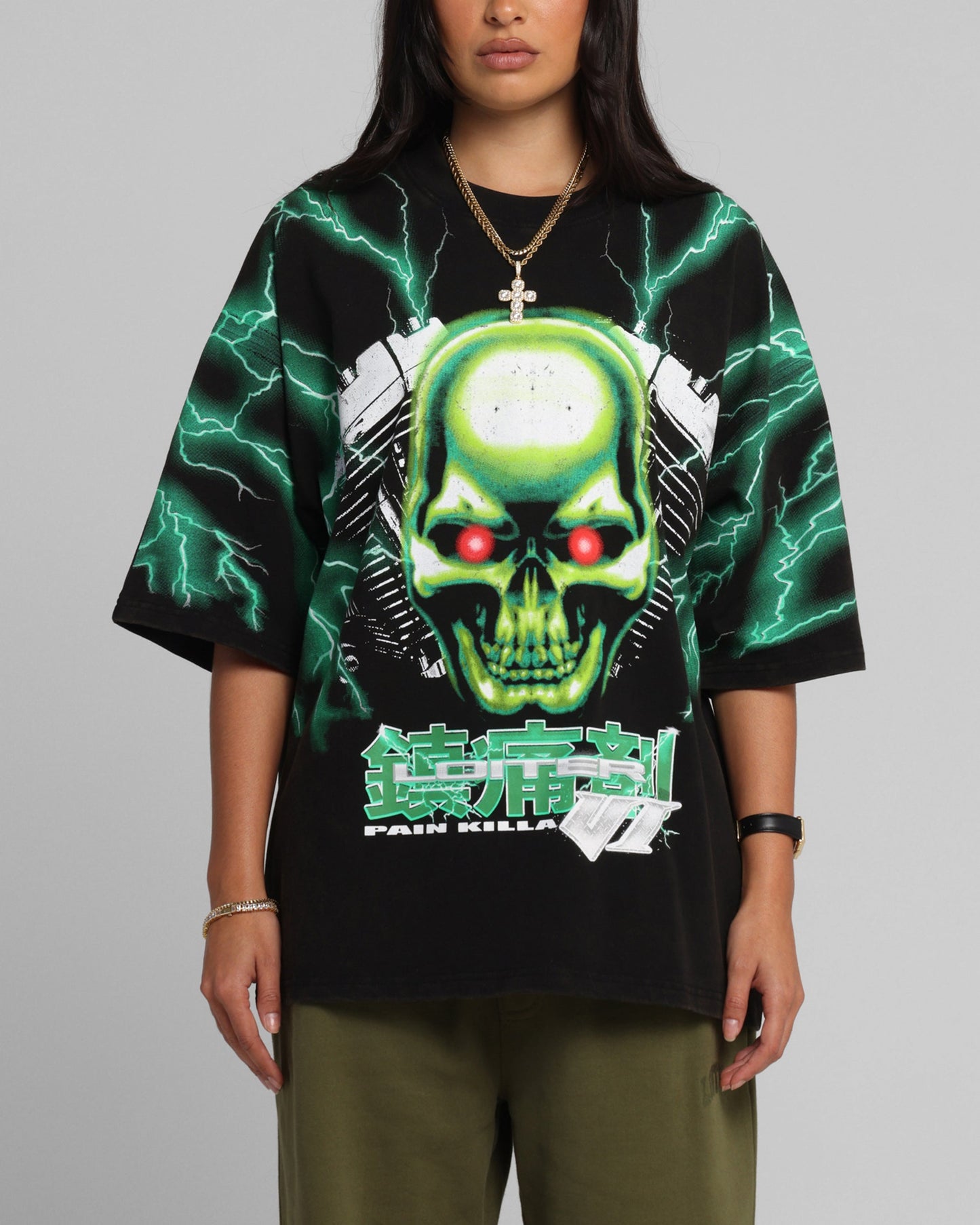 Loiter Greaser Vintage T-Shirt Black/Green Style001