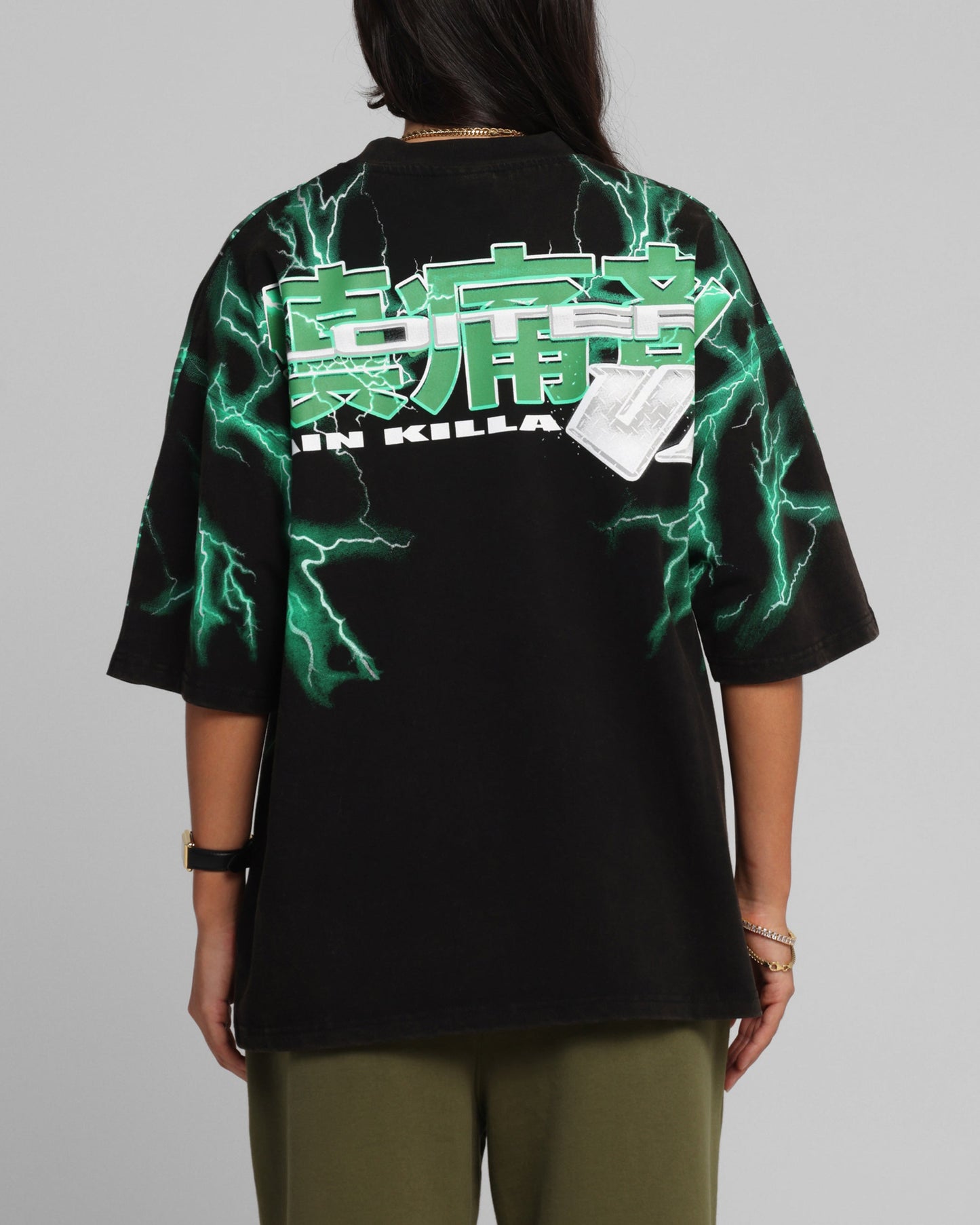 Loiter Greaser Vintage T-Shirt Black/Green Style001