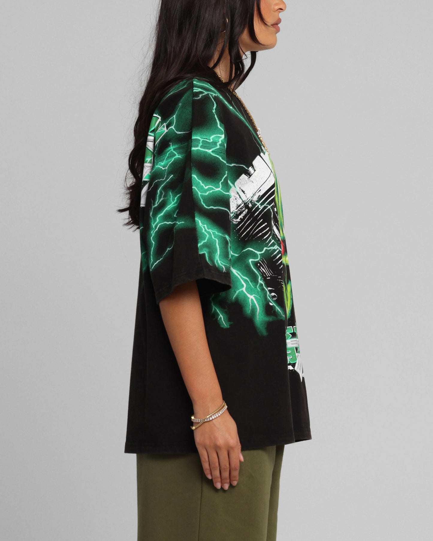 Loiter Greaser Vintage T-Shirt Black/Green Style001