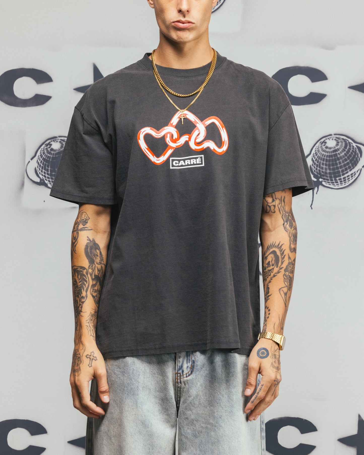 Carre Link T-Shirt Black Wash