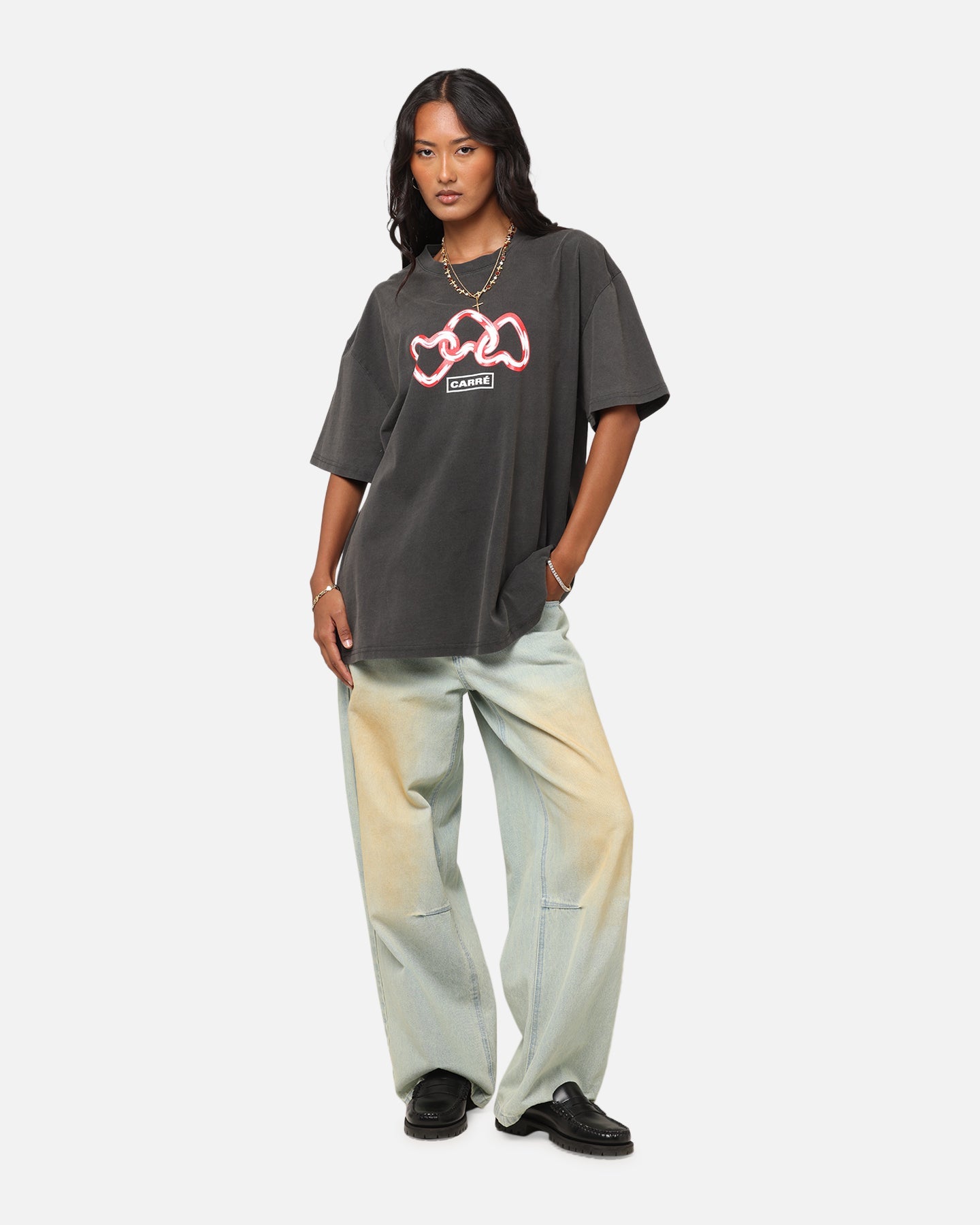 Carre Link T-Shirt Black Wash Style001