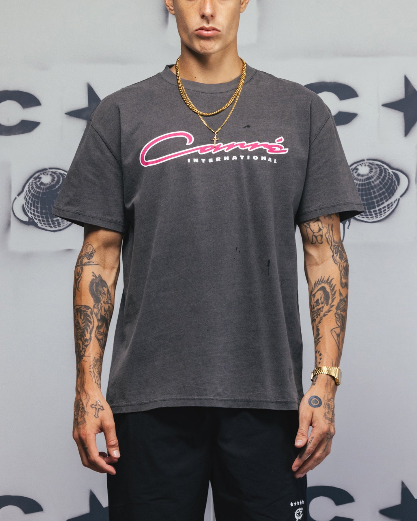 Carre Race Script T-Shirt Black Wash
