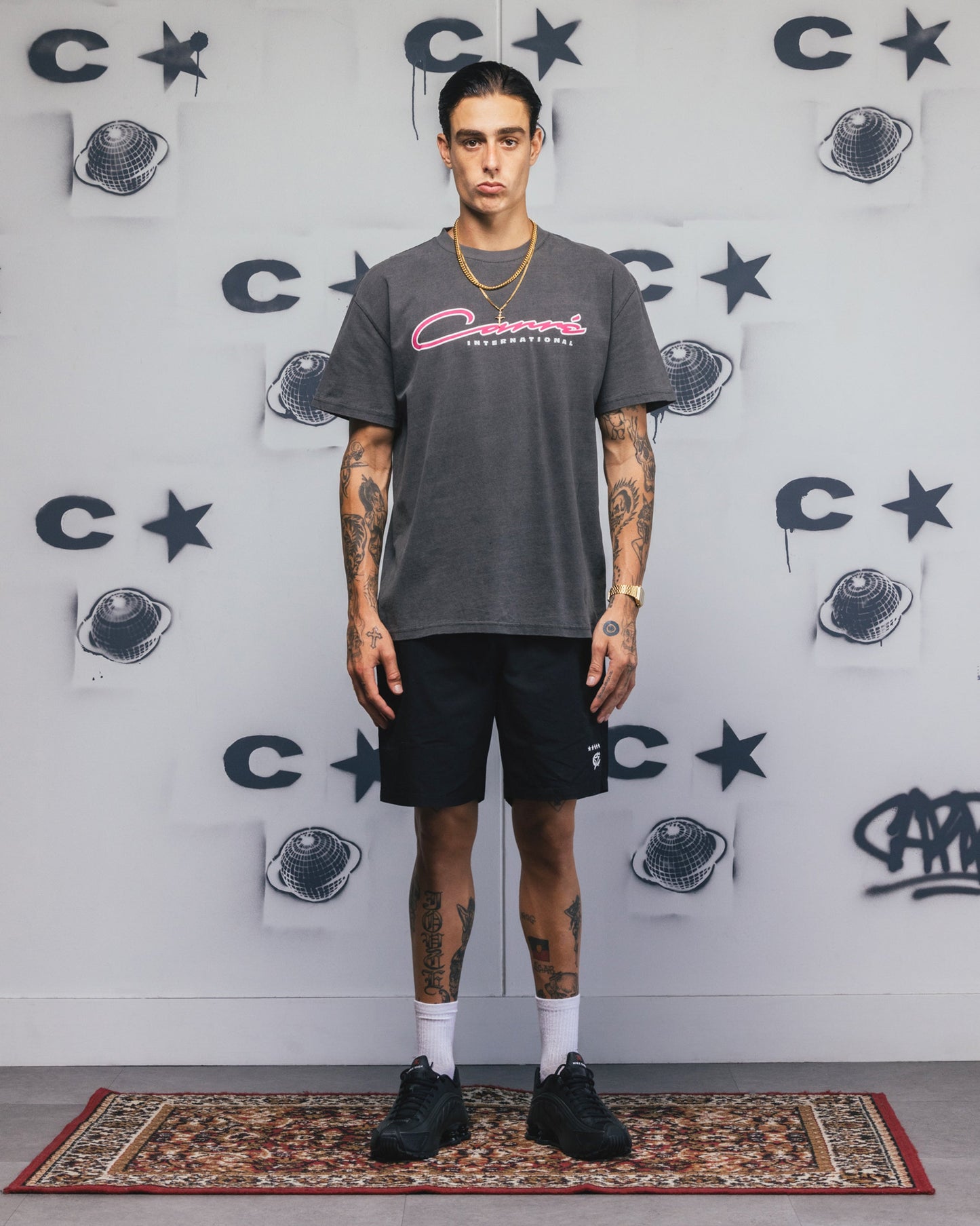 Carre Race Script T-Shirt Black Wash