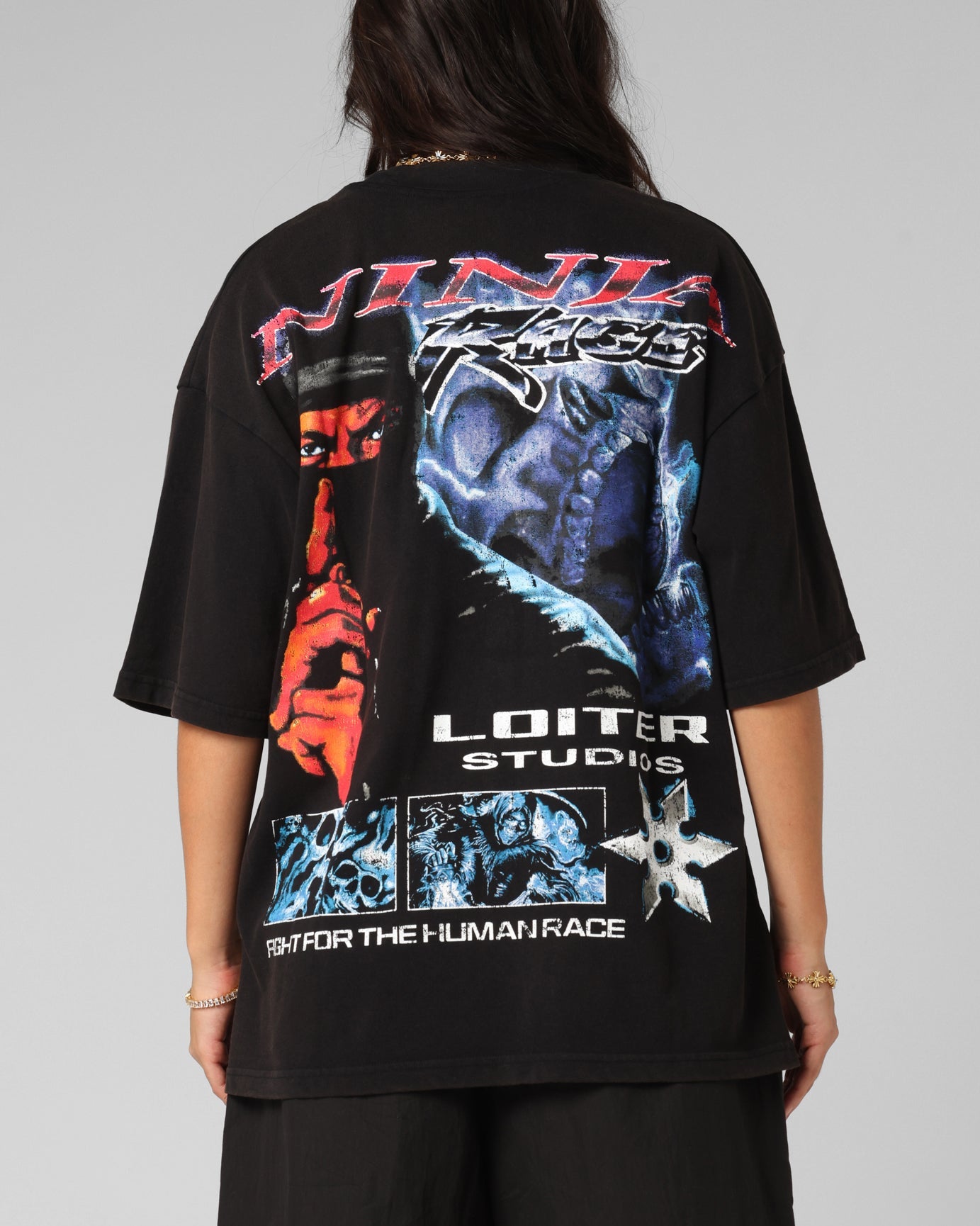 Loiter Ninja Vintage T-Shirt Vintage Black Style001