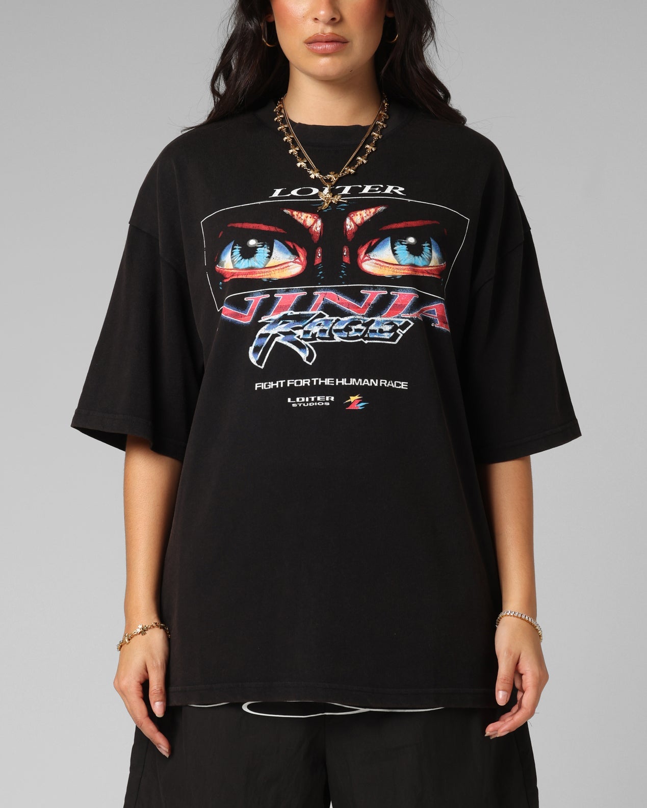 Loiter Ninja Vintage T-Shirt Vintage Black Style001