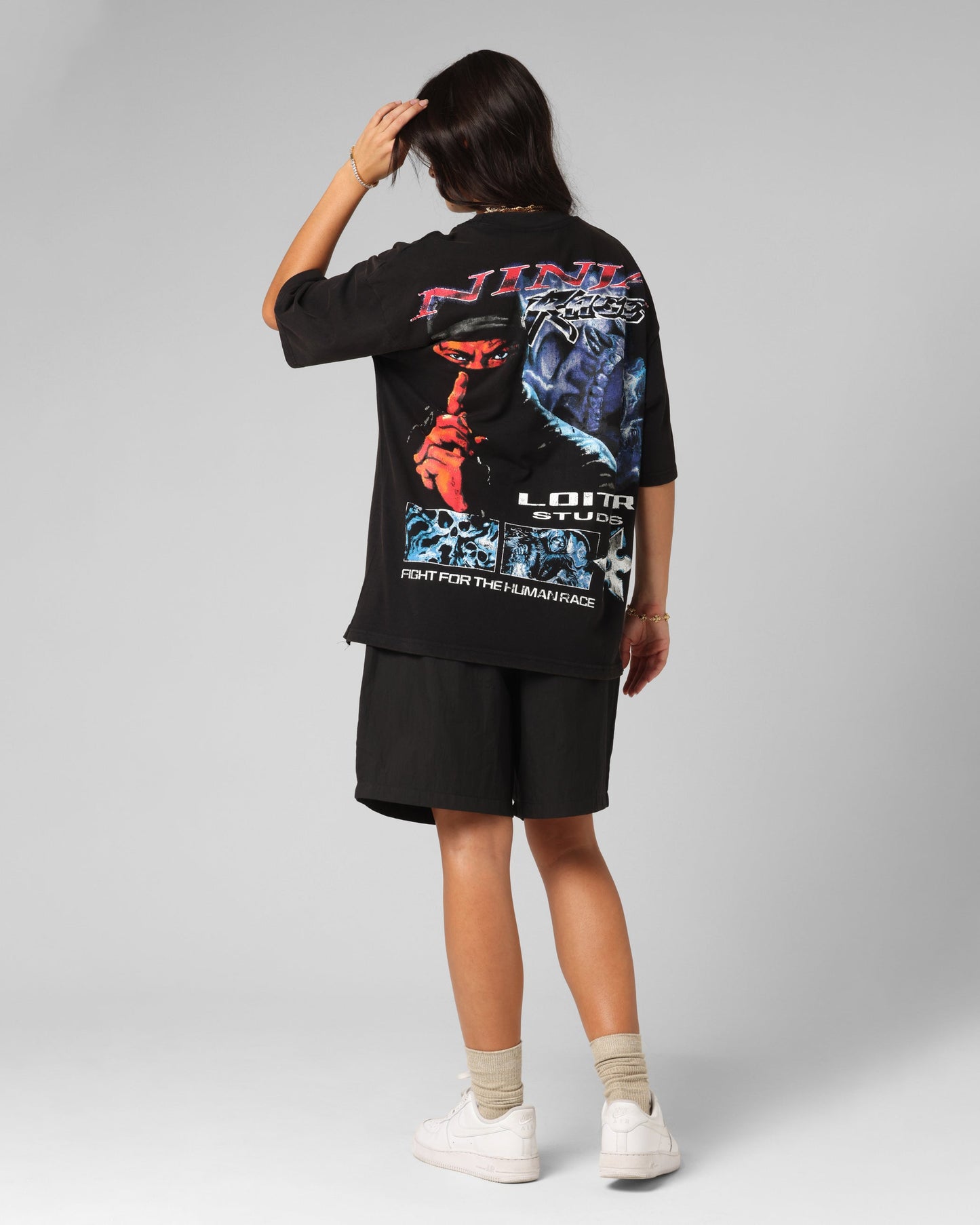 Loiter Ninja Vintage T-Shirt Vintage Black Style001
