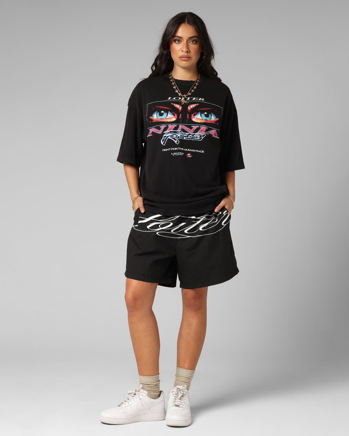 Loiter Ninja Vintage T-Shirt Vintage Black Style001