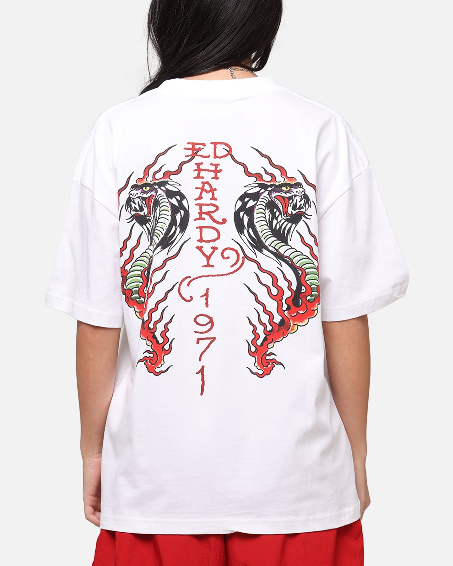 Ed Hardy Flaming Cobra T-Shirt White Style001