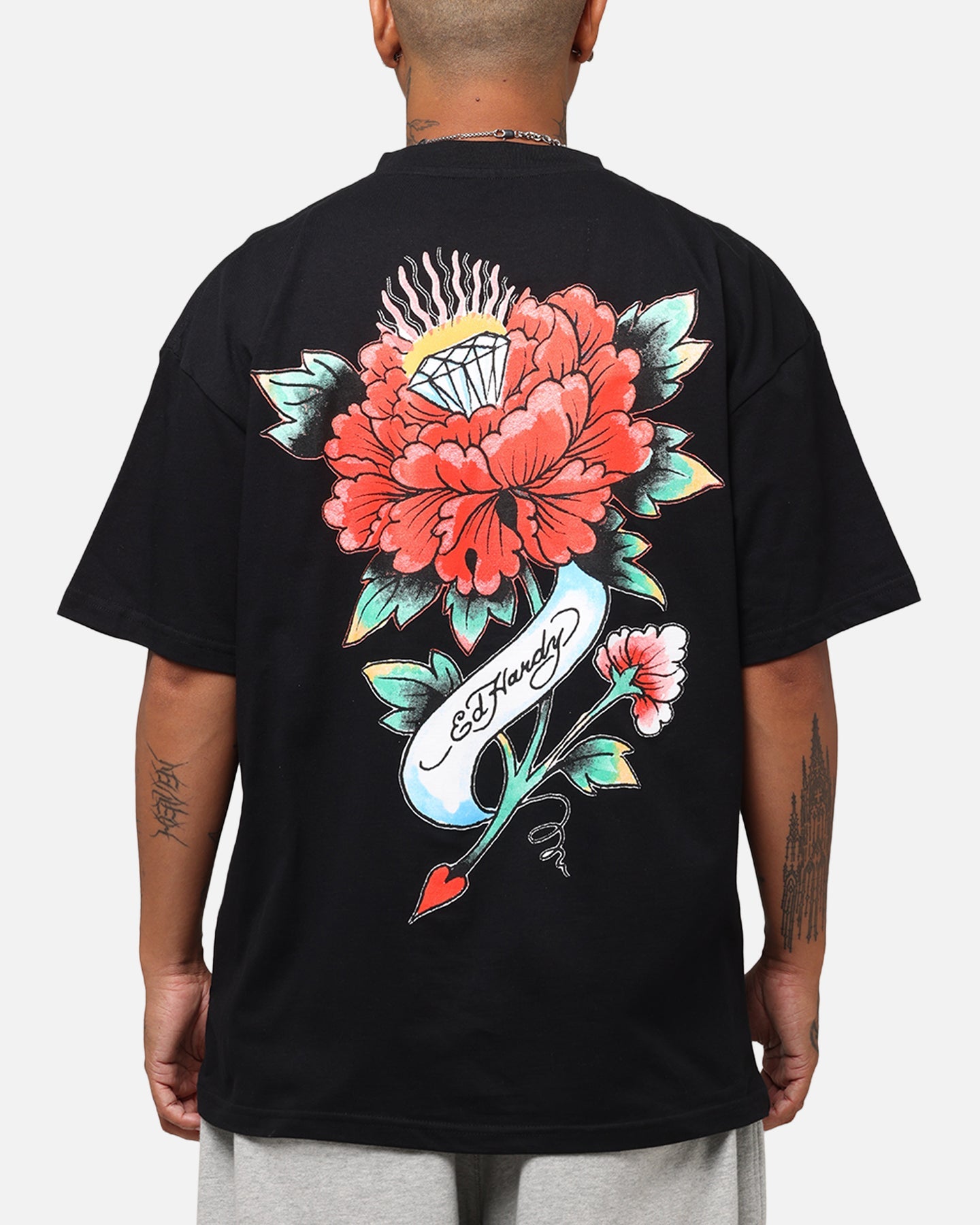 Ed Hardy Flourish Script T-Shirt Black