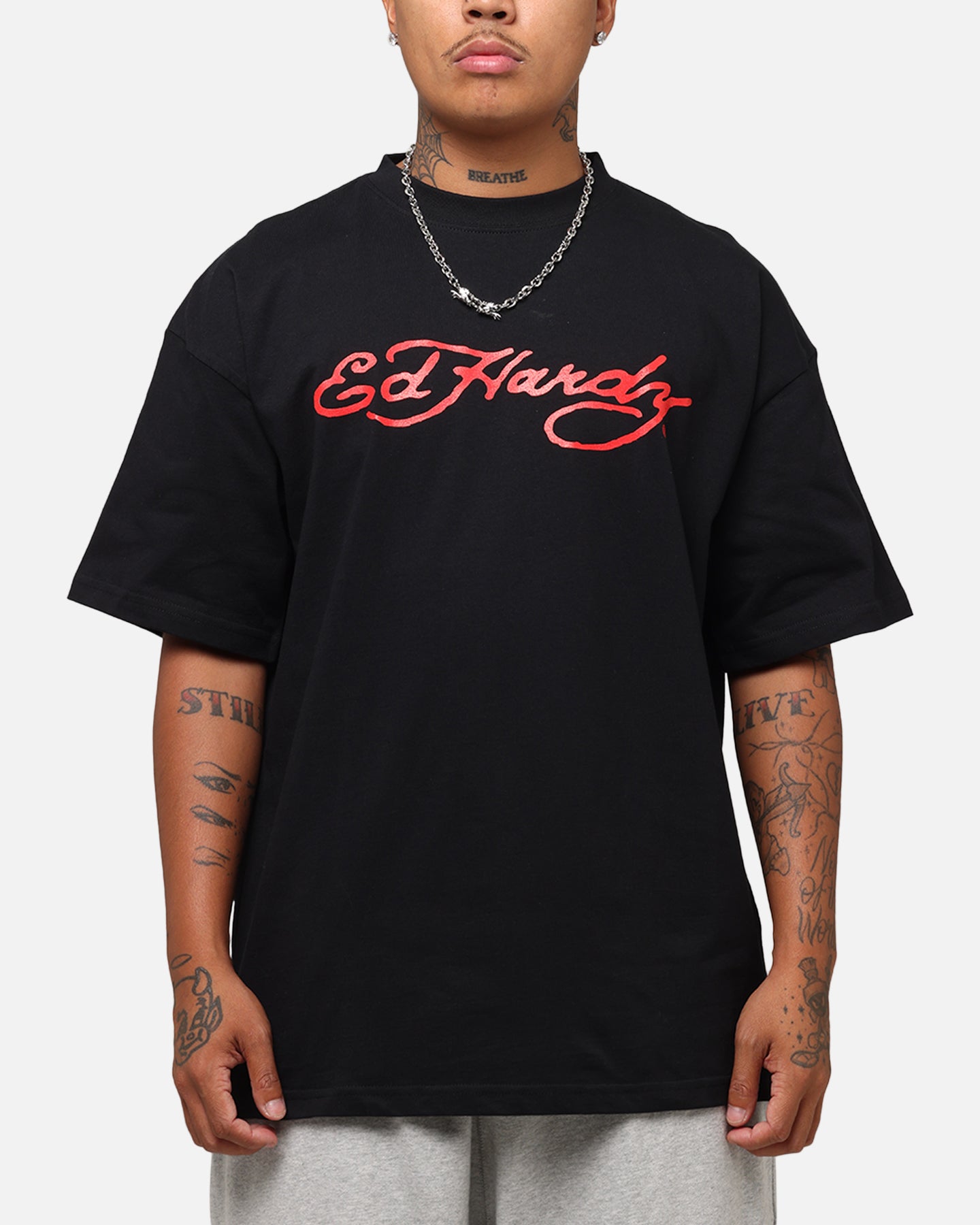 Ed Hardy Flourish Script T-Shirt Black