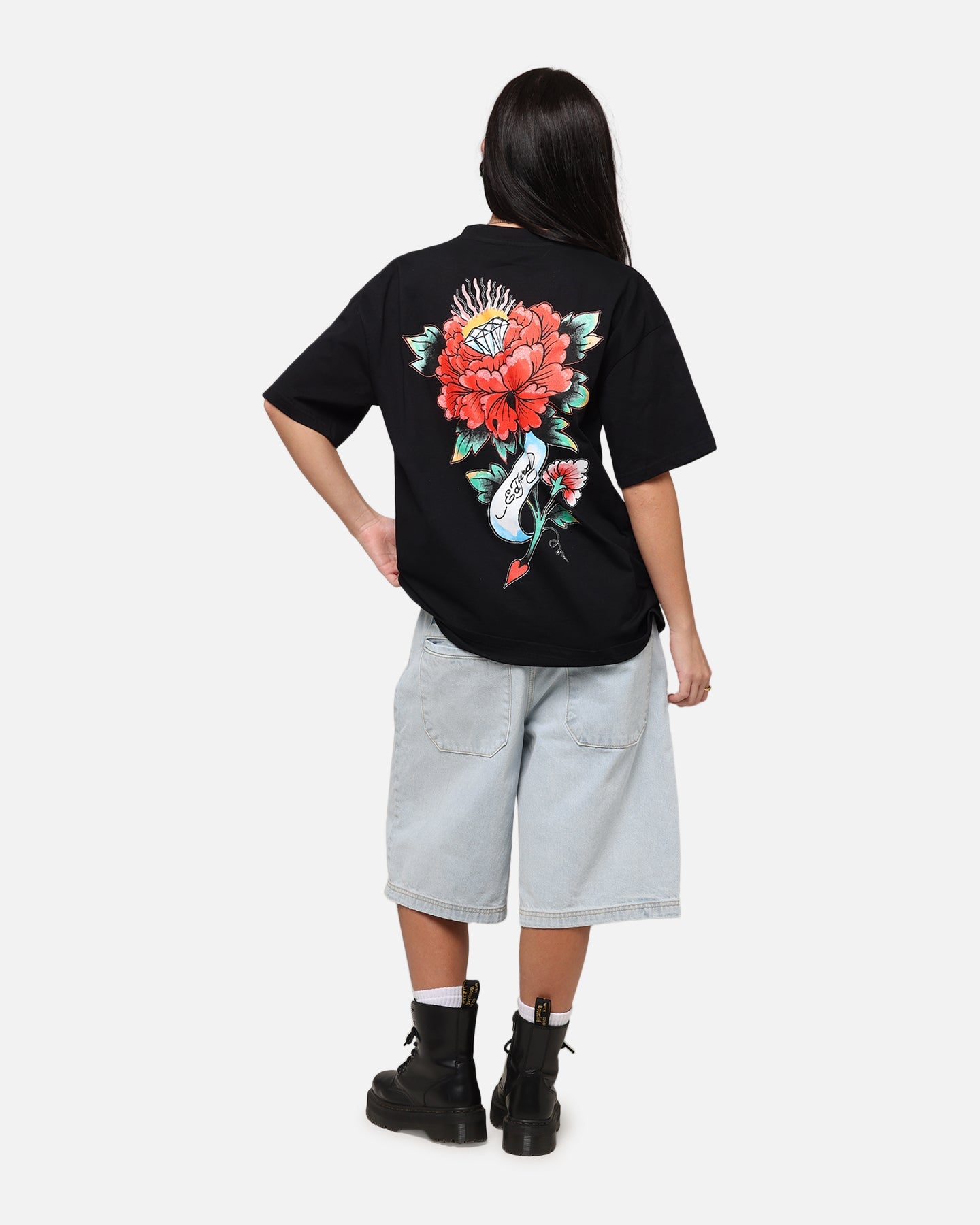 Ed Hardy Flourish Script T-Shirt Black Style001
