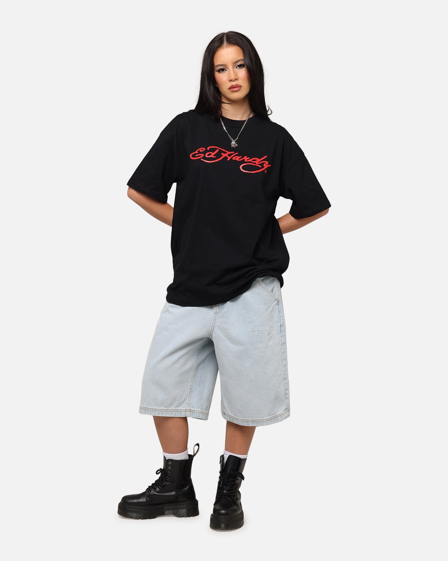 Ed Hardy Flourish Script T-Shirt Black Style001