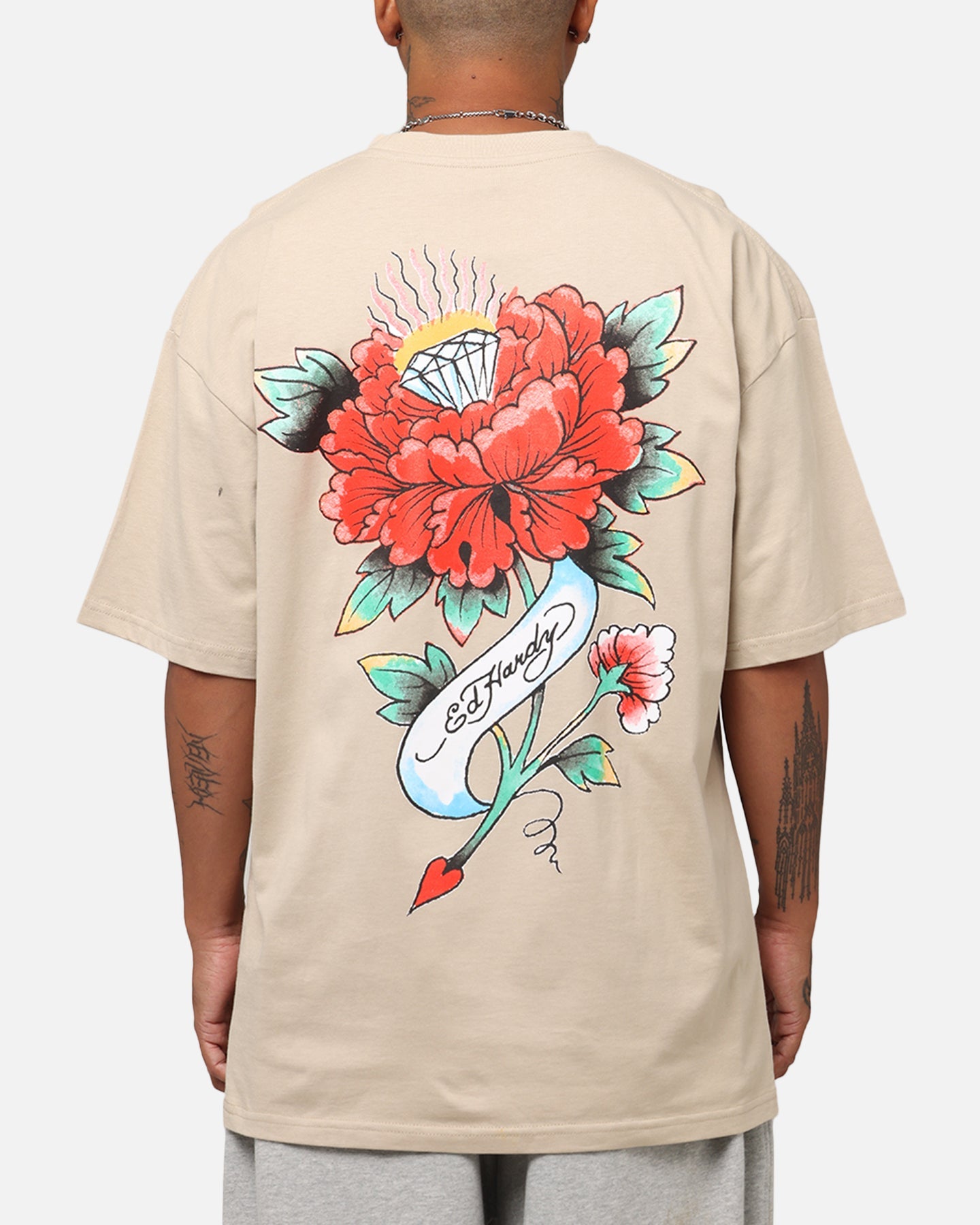 Ed Hardy Flourish Script T-Shirt Stone