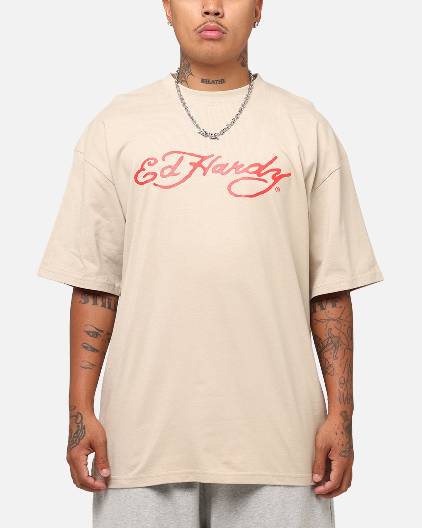 Ed Hardy Flourish Script T-Shirt Stone