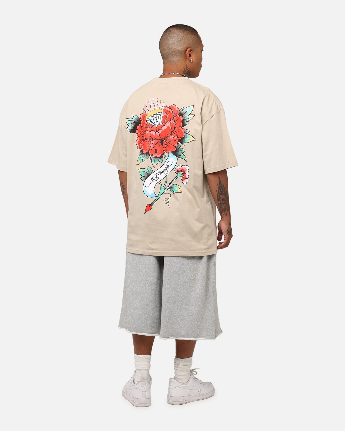Ed Hardy Flourish Script T-Shirt Stone