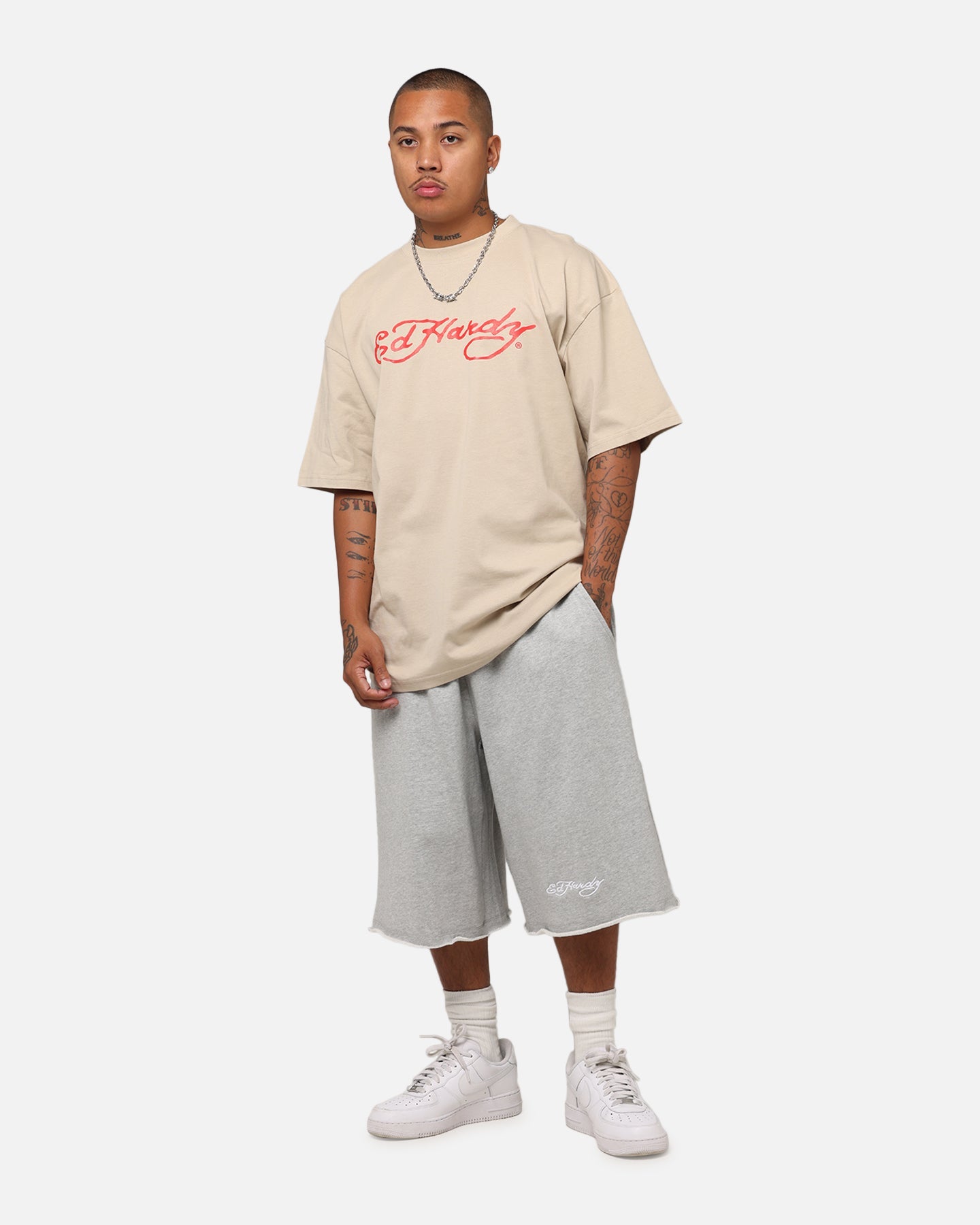 Ed Hardy Flourish Script T-Shirt Stone