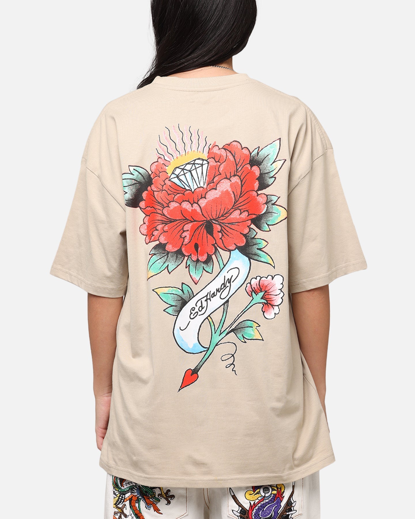 Ed Hardy Flourish Script T-Shirt Stone Style001