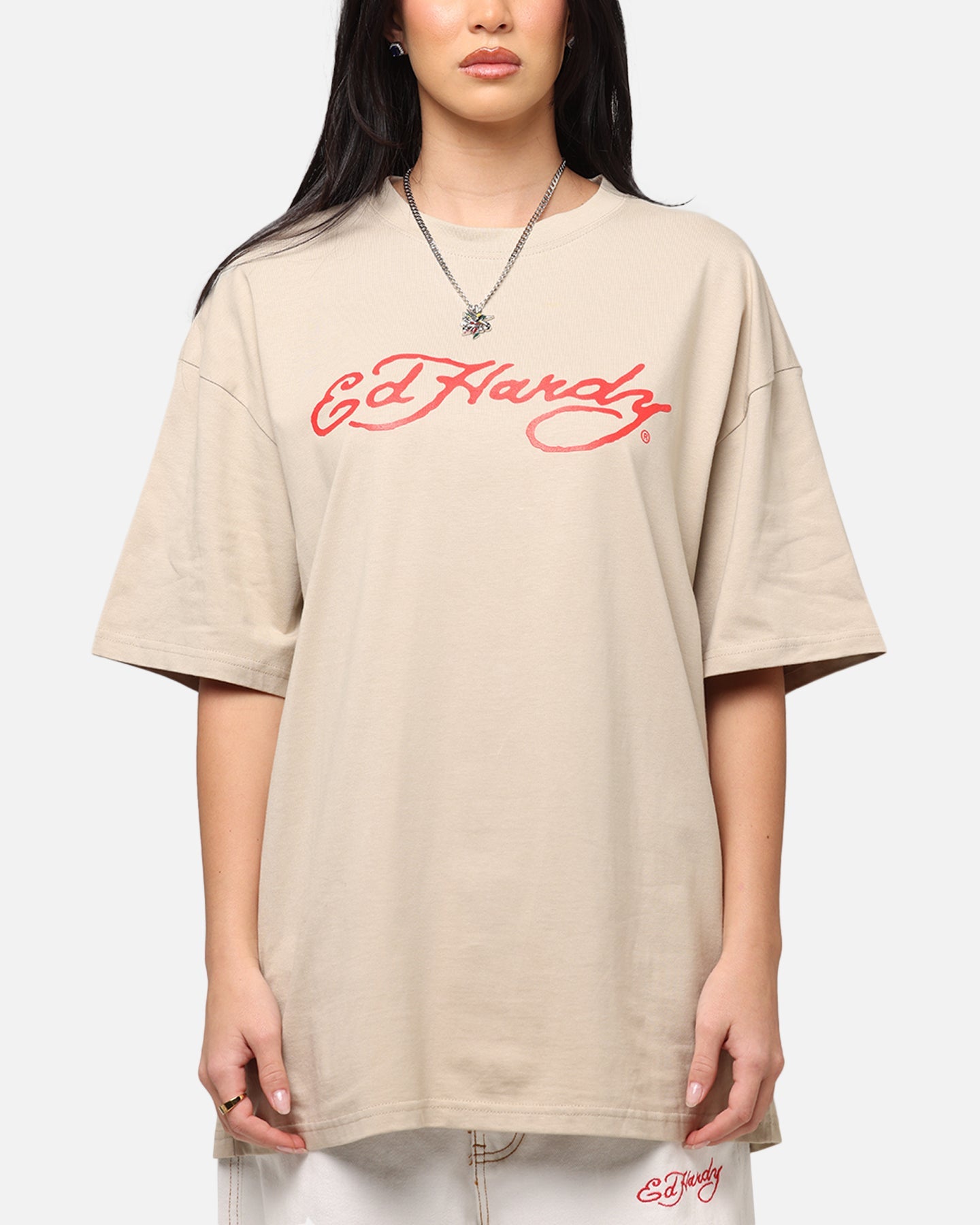 Ed Hardy Flourish Script T-Shirt Stone Style001