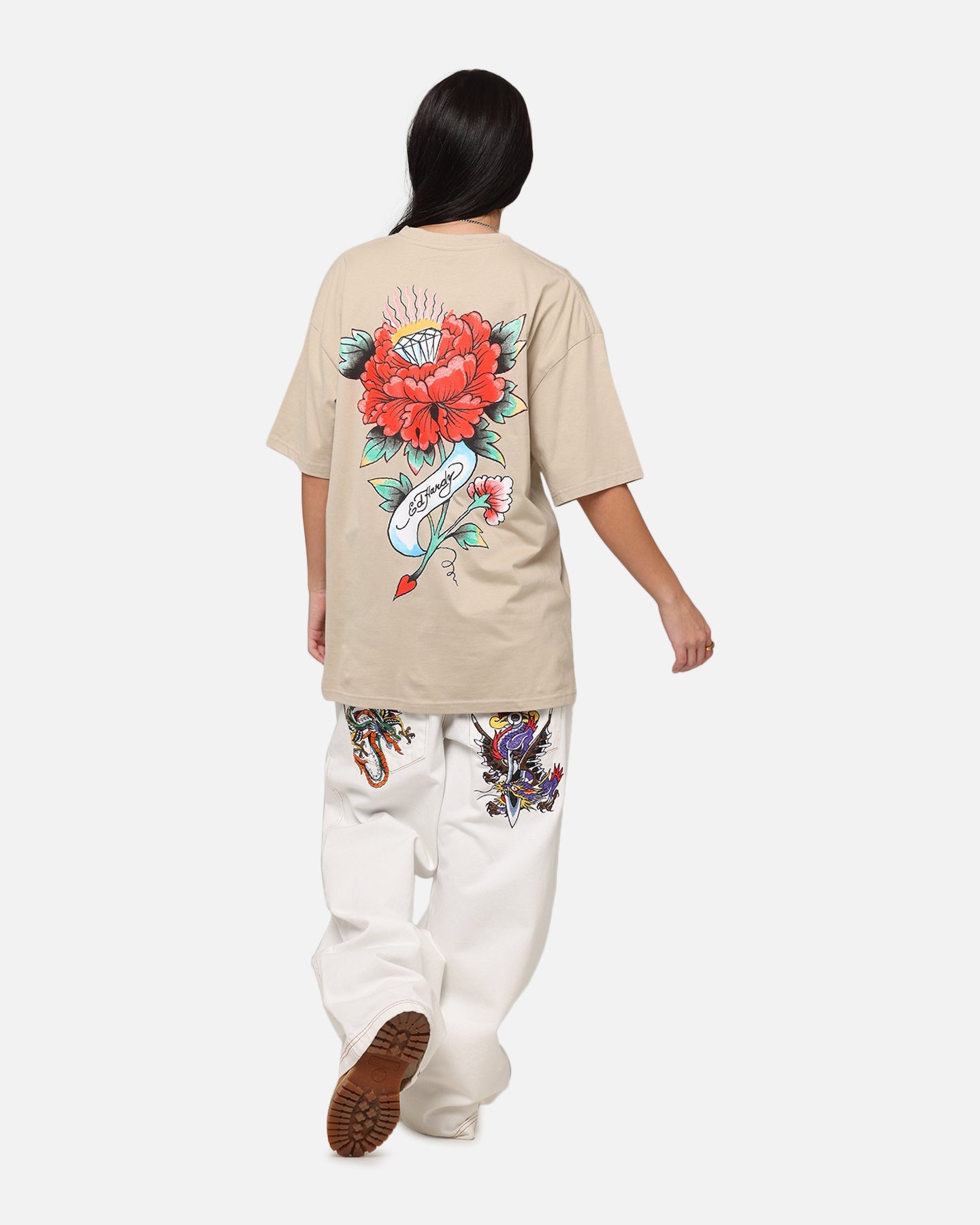 Ed Hardy Flourish Script T-Shirt Stone Style001