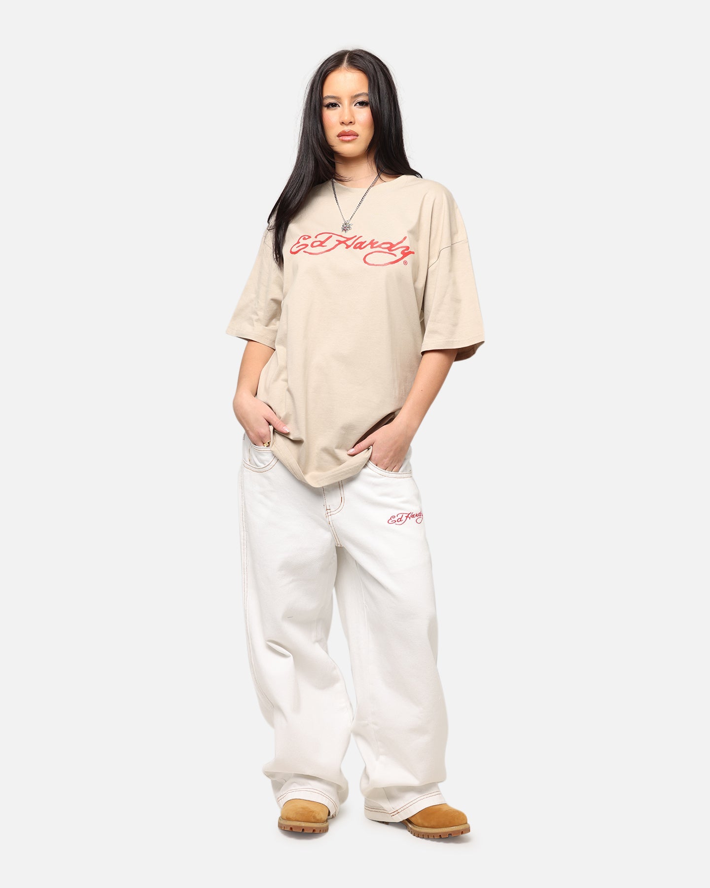 Ed Hardy Flourish Script T-Shirt Stone Style001