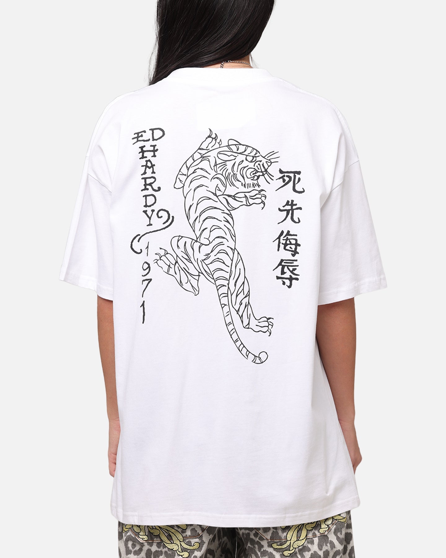 Ed Hardy Tiger Stamp T-Shirt White Style001