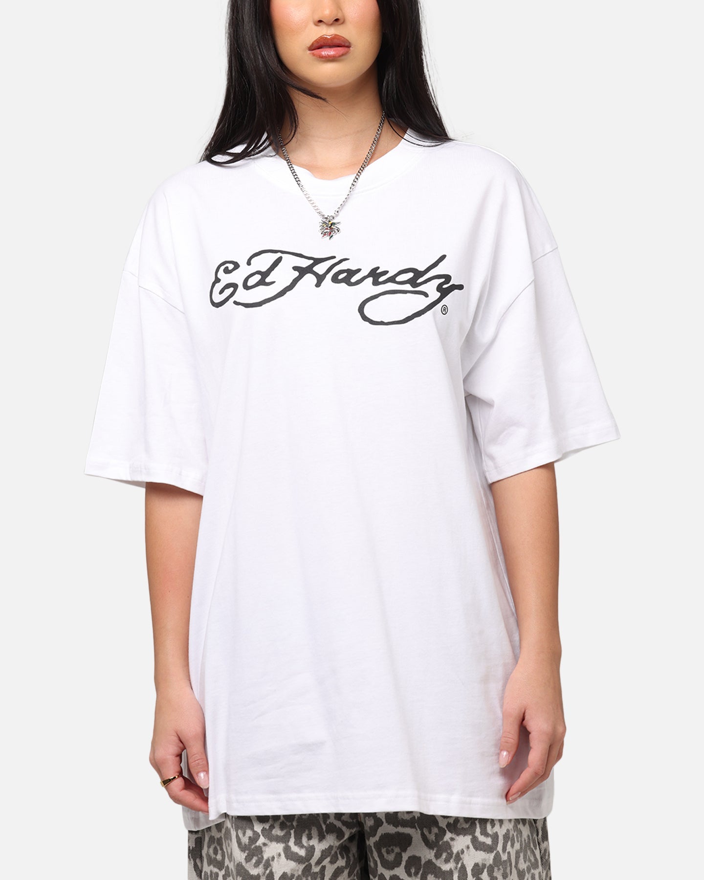 Ed Hardy Tiger Stamp T-Shirt White Style001