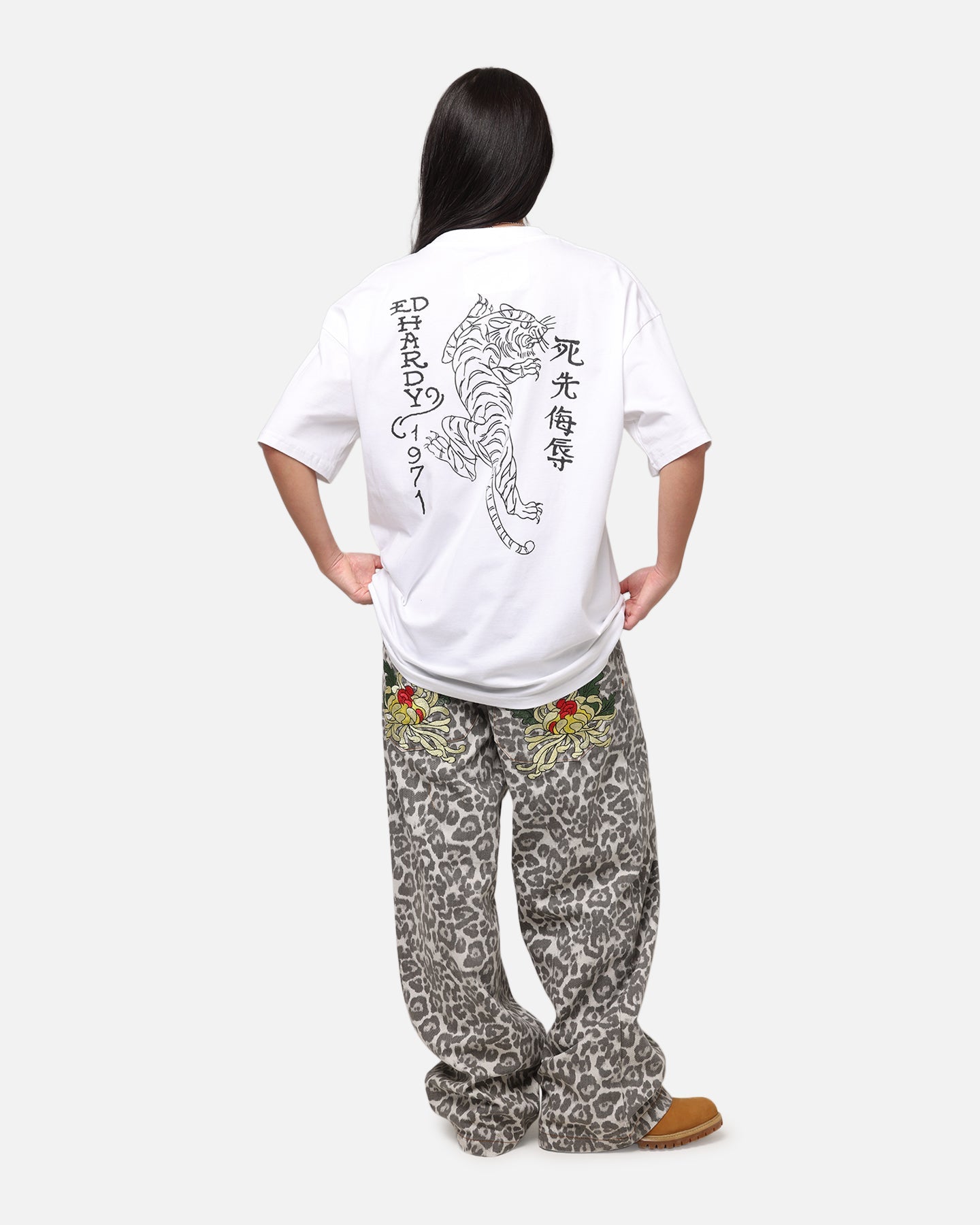 Ed Hardy Tiger Stamp T-Shirt White Style001