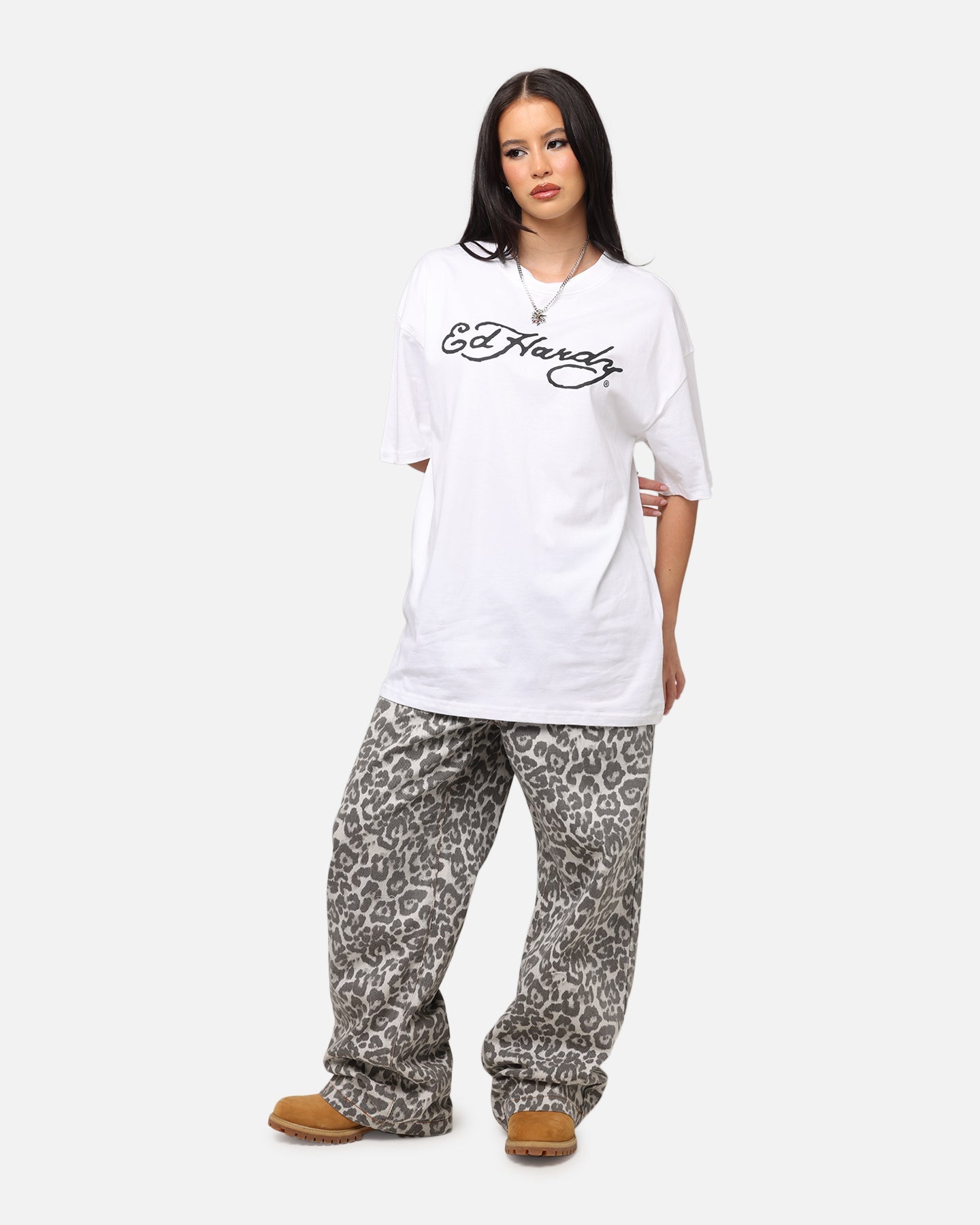 Ed Hardy Tiger Stamp T-Shirt White Style001